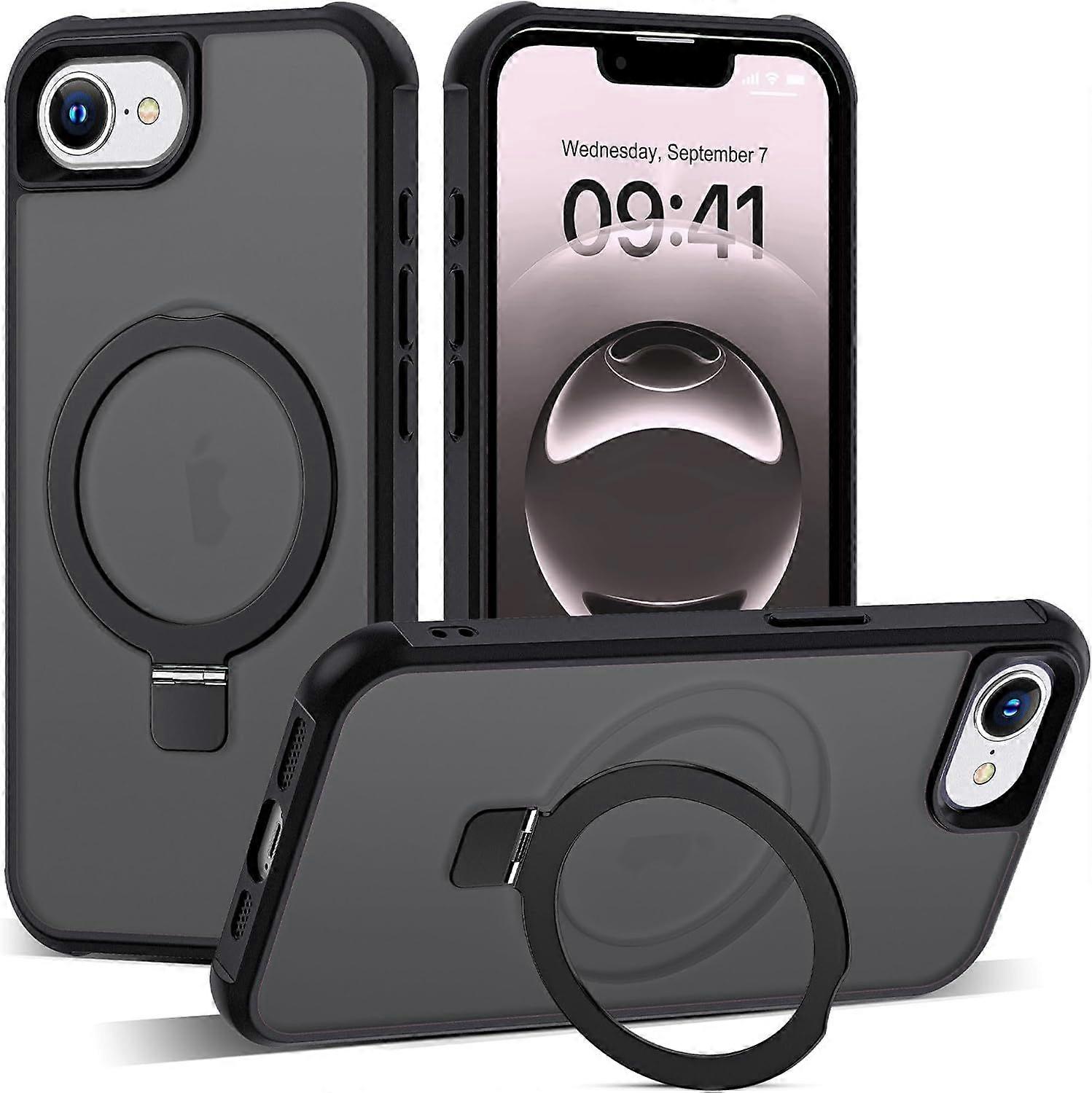 Compatible with iPhone 16e Case with Invisible Magnetic O-Ring Stand Translucent Compatible with Mag-SafeGreat Grip Feeling great