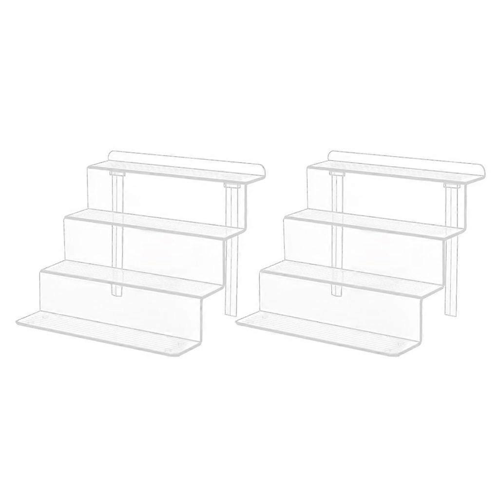 2pcs Acrylic Risers Clear Rectangular Showcase Collectibles Display Shelf Rack