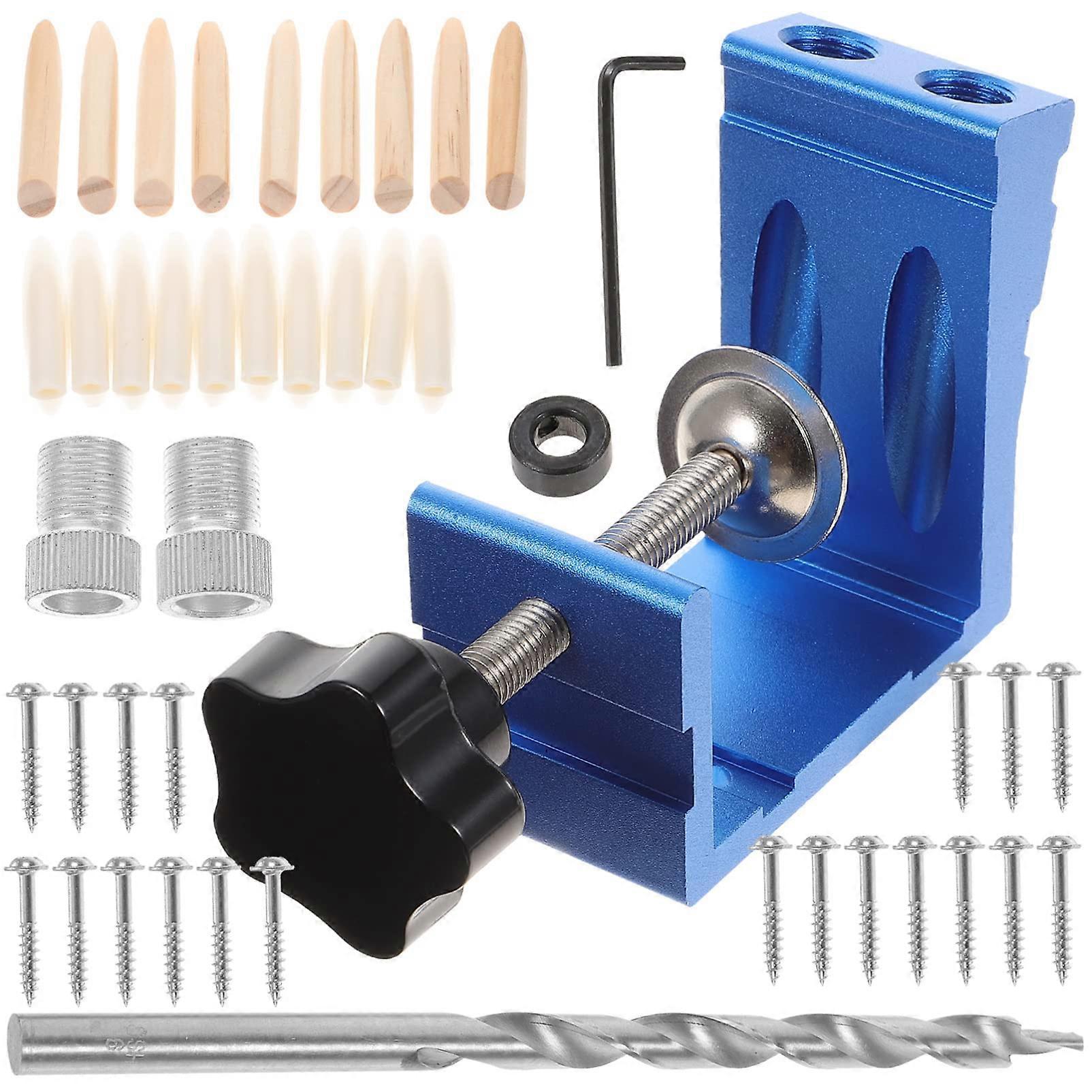Angled Hole Locator Jig Set for Pocket Screw Drilling - Power Tool Accessory with Adjustable Guide Specifications