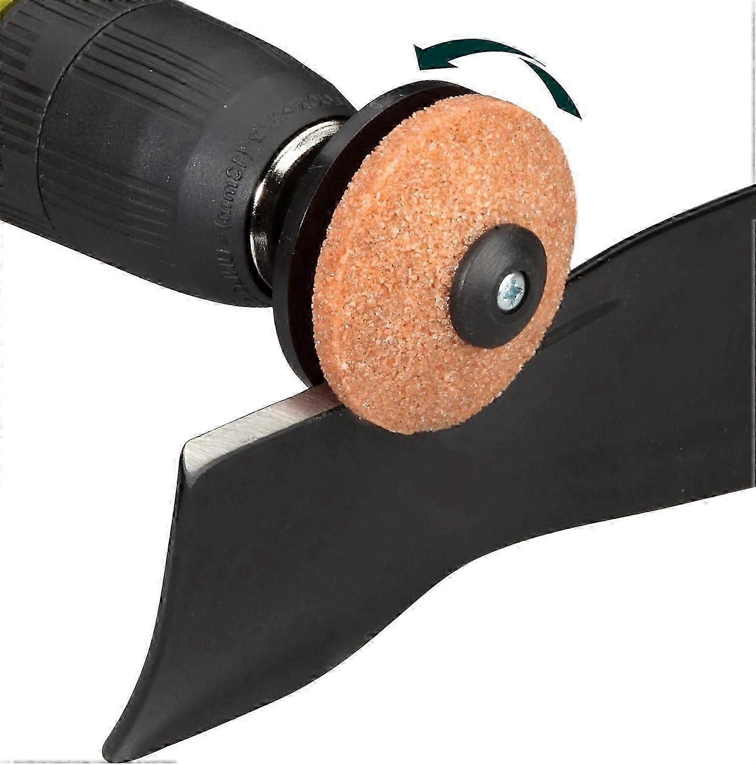 Multifunksjonell bladsliper for roterende gressklipper, spader, hakker, plenkanter, sakser, økser og andre hageredskaper