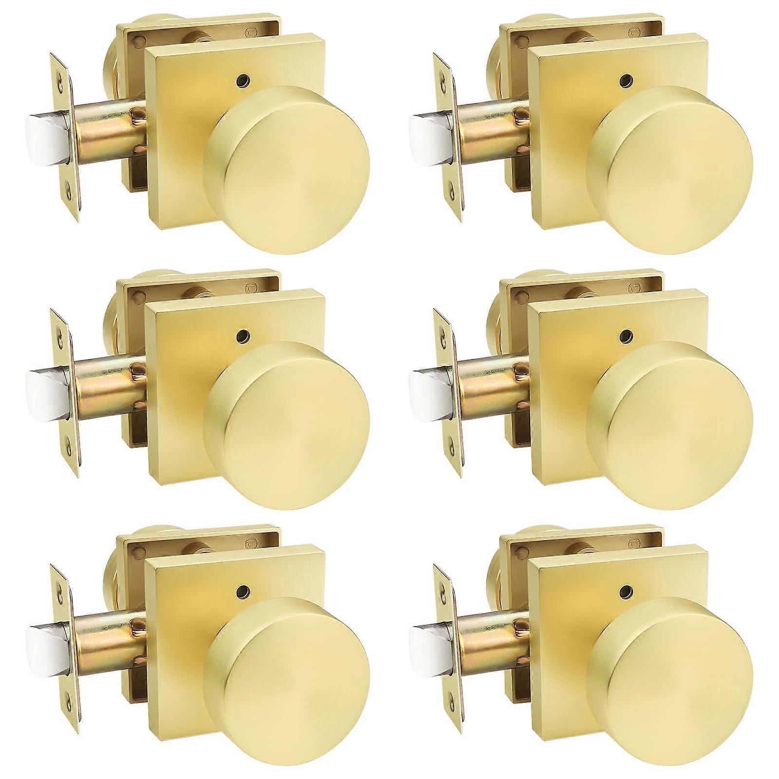 Gold Door Lock Interior Knobs Brushed Brass Privacy Bedroom Locks Keyless Privacy Door Handles