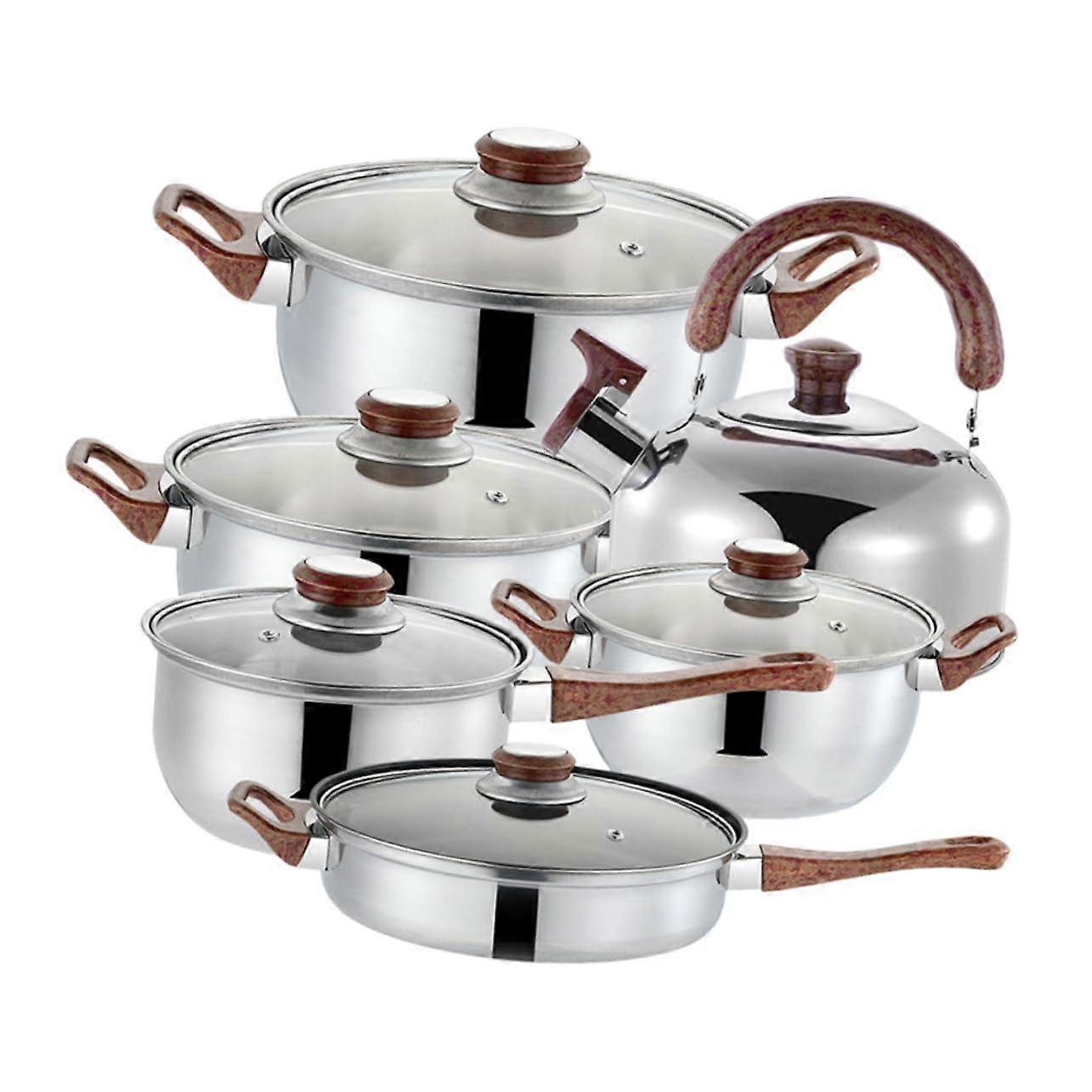 Stainless Steel Cookware Set for Induction - 12-Piece Kitchen Stockpot and Soup Pot Set, Durable and Versatile