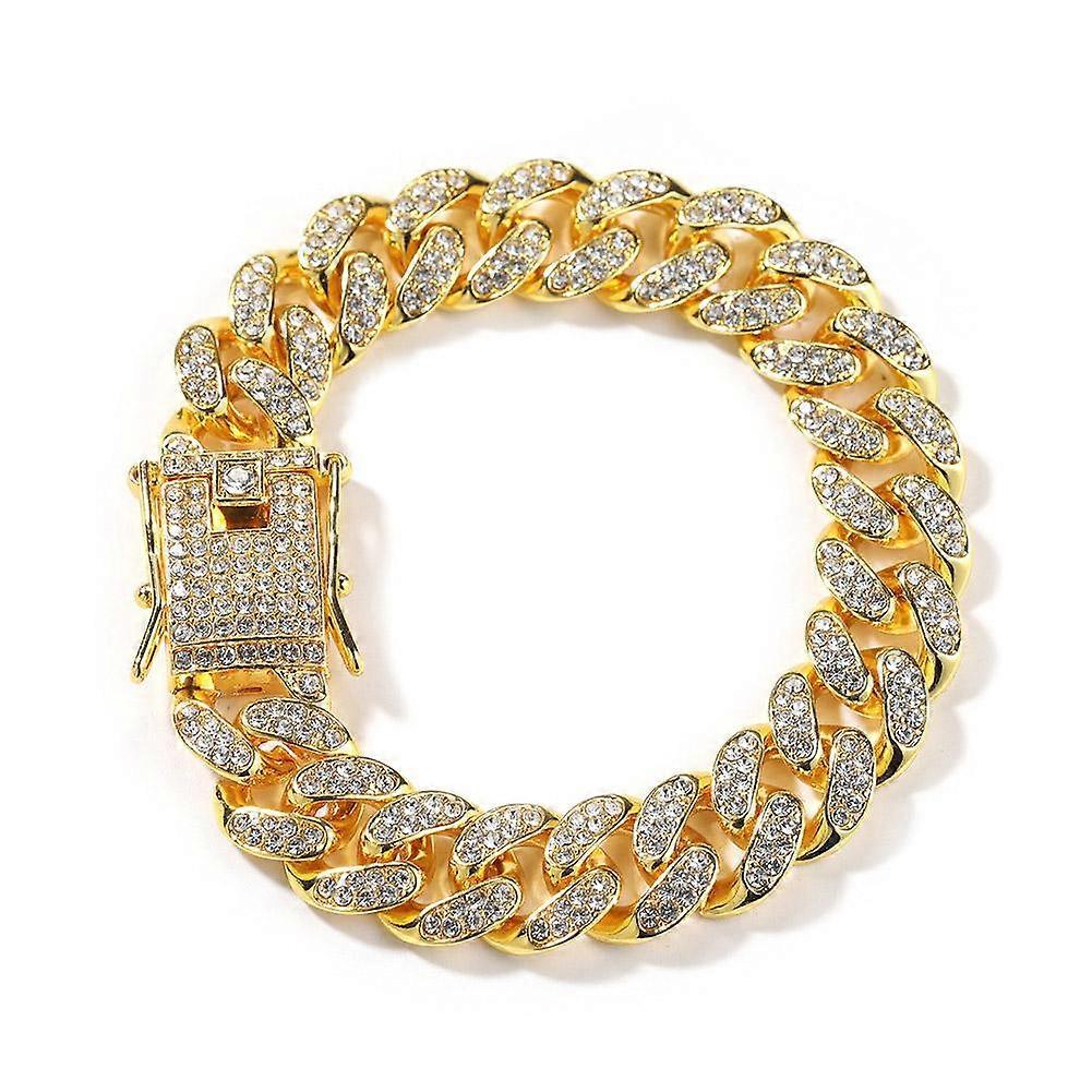 Luxury Iced Out Cuban Link Chain Bracelet for Men Paved Crystal Hip-Hop