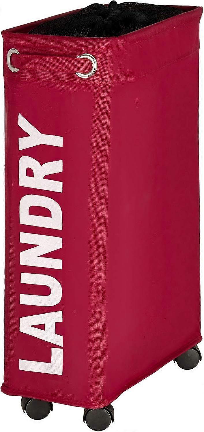 Laundry baskets Washing bucket, ultra narrow laundry basket for small niches, washing bucket on wheels, laundry cabinet with handle, 100% polyester (r