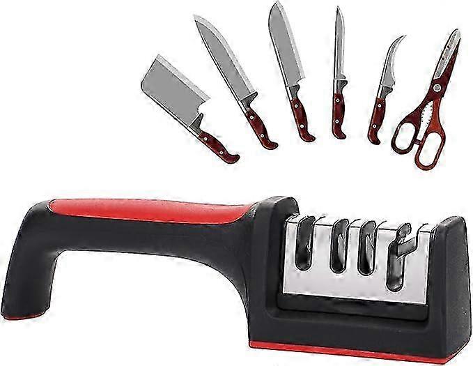 Manual Knife Sharpener with 3-Tier Design for Precise Home and Kitchen Knife Sharpening