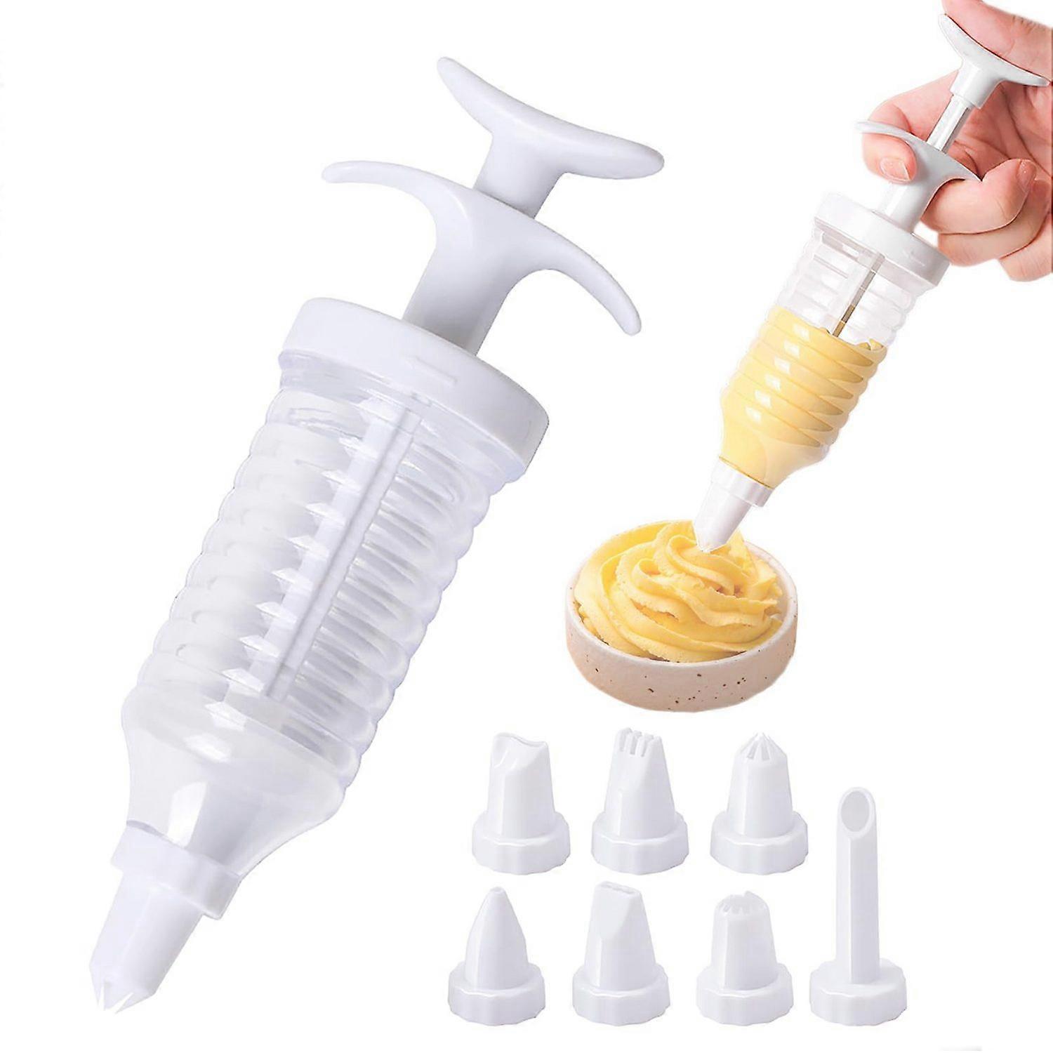 Cookie maker with 8 plastic piping nozzles, garnishing syringe, baking essentials