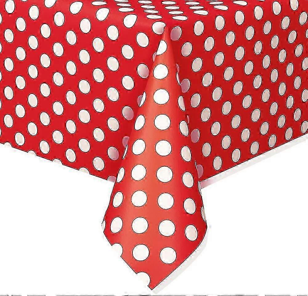 Plastic Red Polka Dot Tablecloth, 9ft X 4.5ft