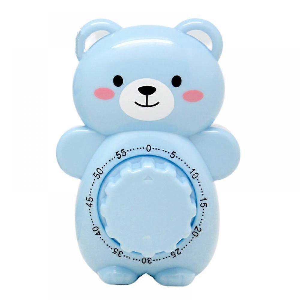 Cute Cartoon Bear Timers 60 Minutes Mechanical Kitchen Cooking Timer Clock Loud Alarm Counters Manual Timer (Blue)