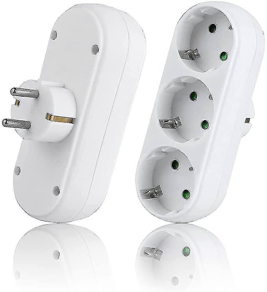 2 Pieces Wall Power Strip, Multi-outlet Block With 3 Outlets, (3500w/16a), Power Strip, Electrical Power Strip For Home Office,EU