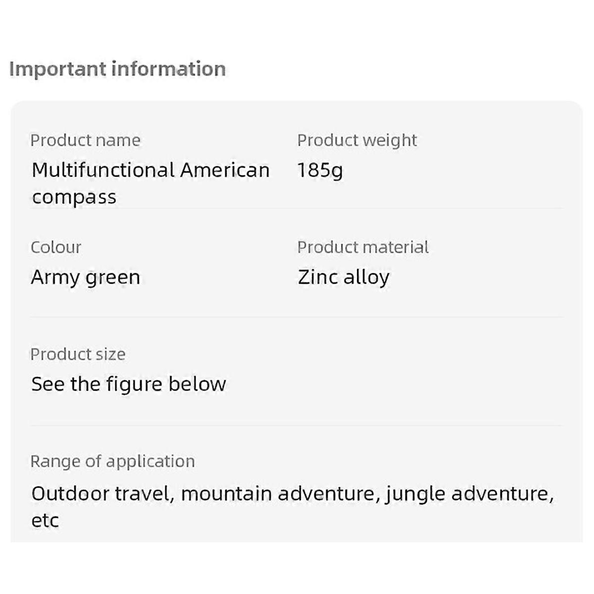 High Precision Compass Outdoor Gadget Professional Metal Sight