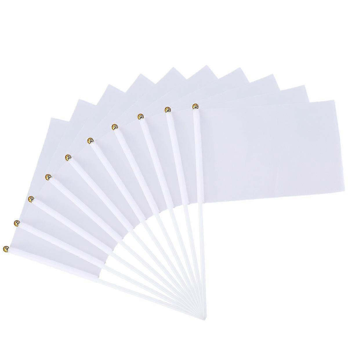 24 st Utomhus Flagga Små Trädgård Flaggor Små Vita Flaggor Kontorsskrivbord Flaggor Stick Flaggor