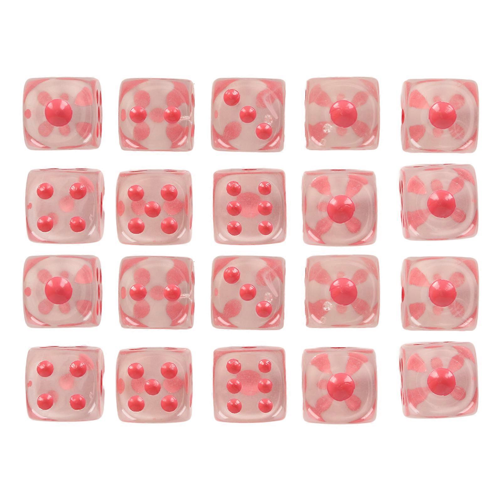20pcs Dice Set 6 Sided Transparent Dices Rounded Corner Dice for Board Games and Teaching Math