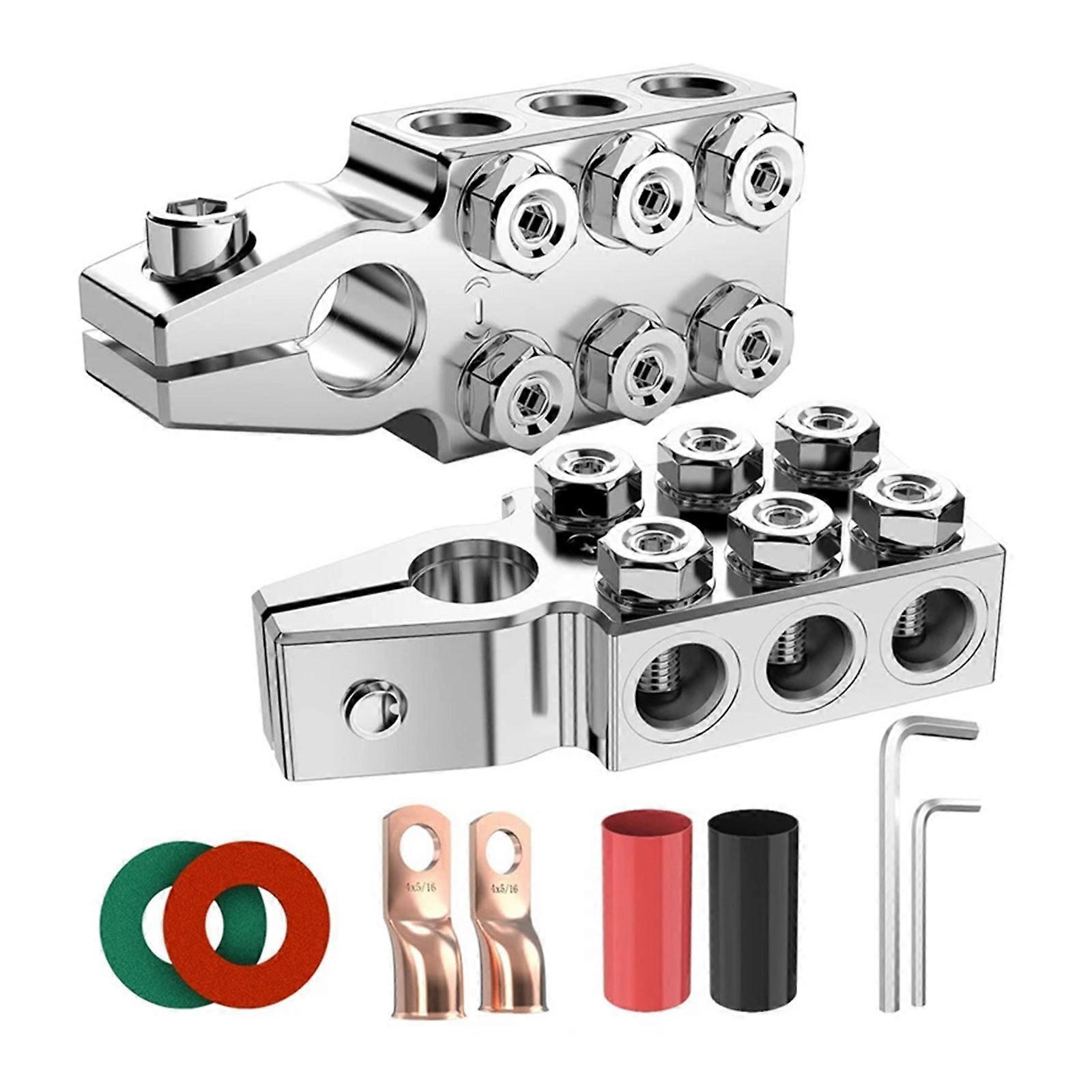 12 Way Battery Clamps, Tapered Top Post Connectors for Enhancing Power Flow, Vehicle Maintenance Positive/Negative Set