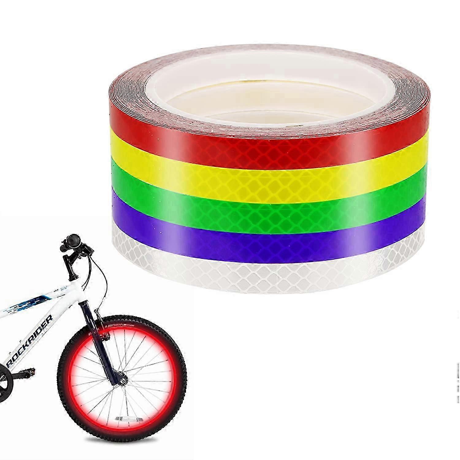 Bicycle Reflective Stickers, Color Safety Tape, Self-Adhesive Waterproof Warning Tape (1cm x 8m)