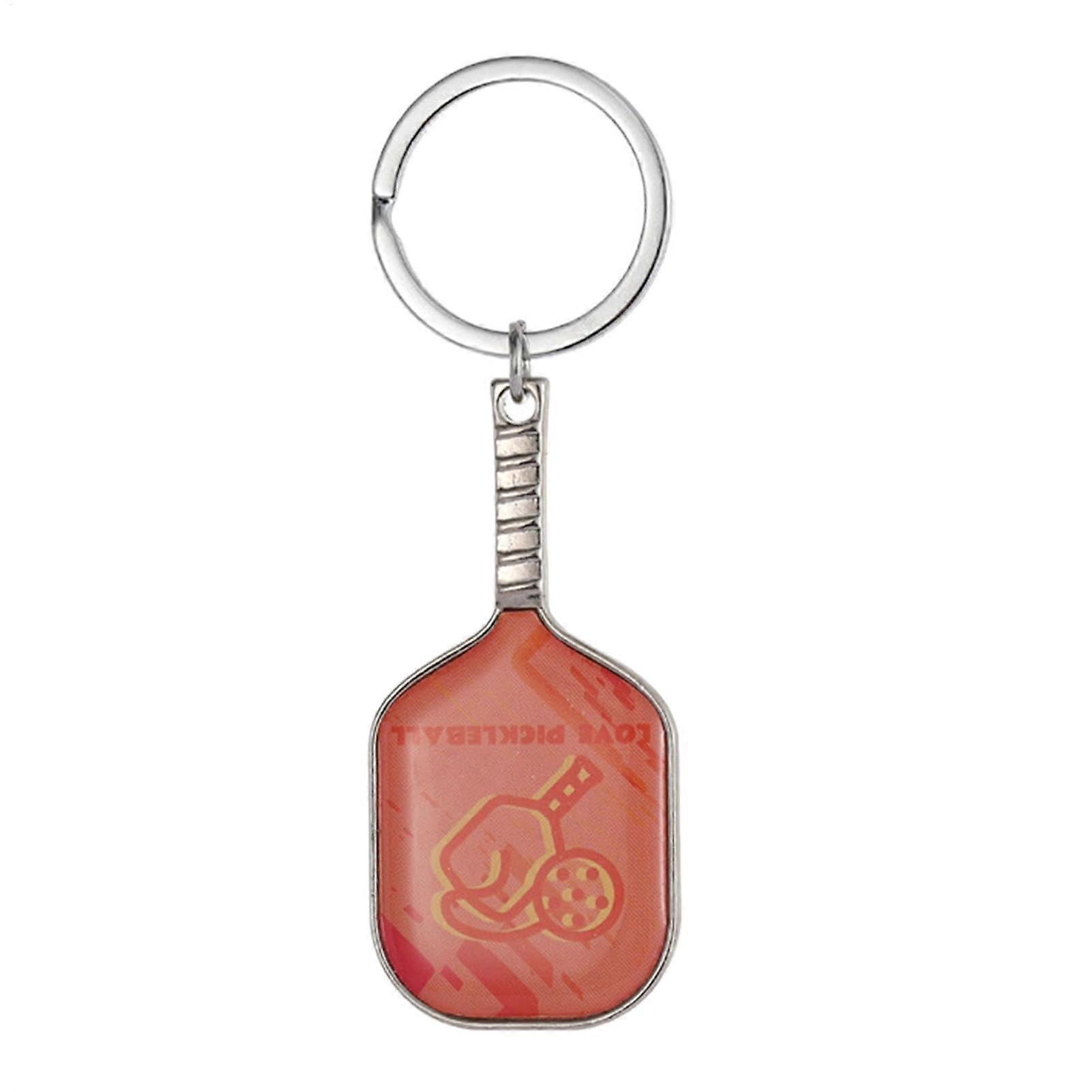 Pickleball Racket Keyring, Metal Paddle Keyring for Men Orange