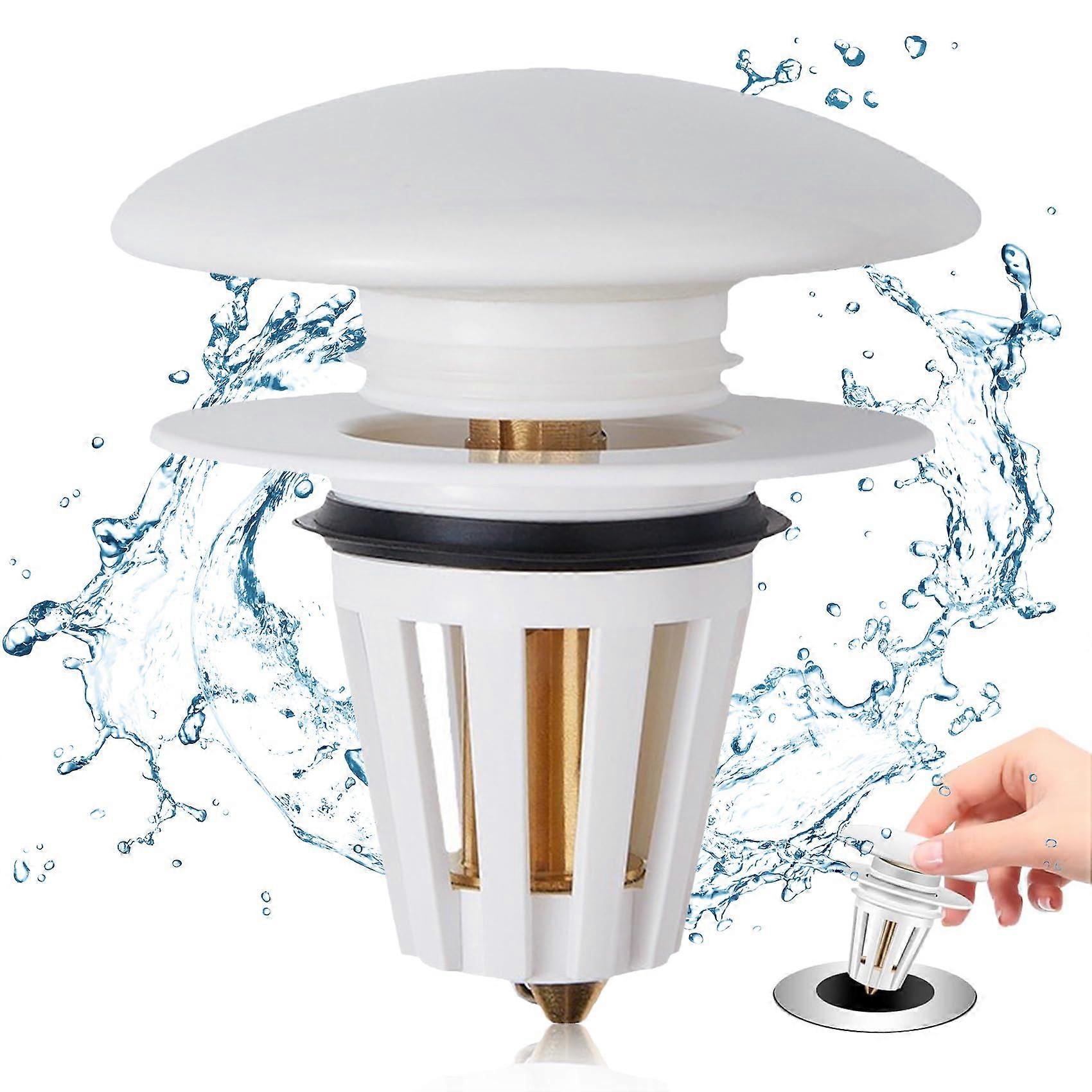 Ceramic Drain Plug, Universal Sink Plug Pop Up, Plug Sink for Countertop Sink, Bath Plug with Anti Clogging Strainer (Diameter 3440 mm)