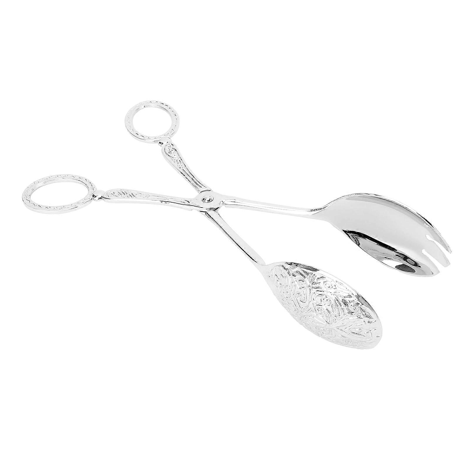 Salad Scissors with Versatile Small Serving Clip for Cake, Bread, Fruits, Home Kitchen, Smooth Clamping Operation, Gold and Silver