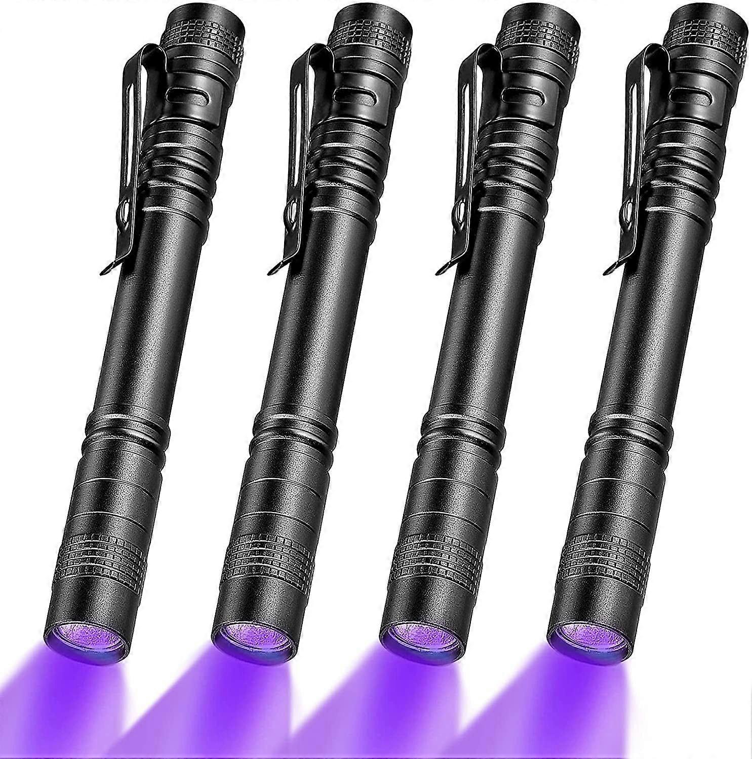 4 Pcs UV Black Light Flashlight Small Black Light Flashlight Pen Shape Flashlight For Stain Detector