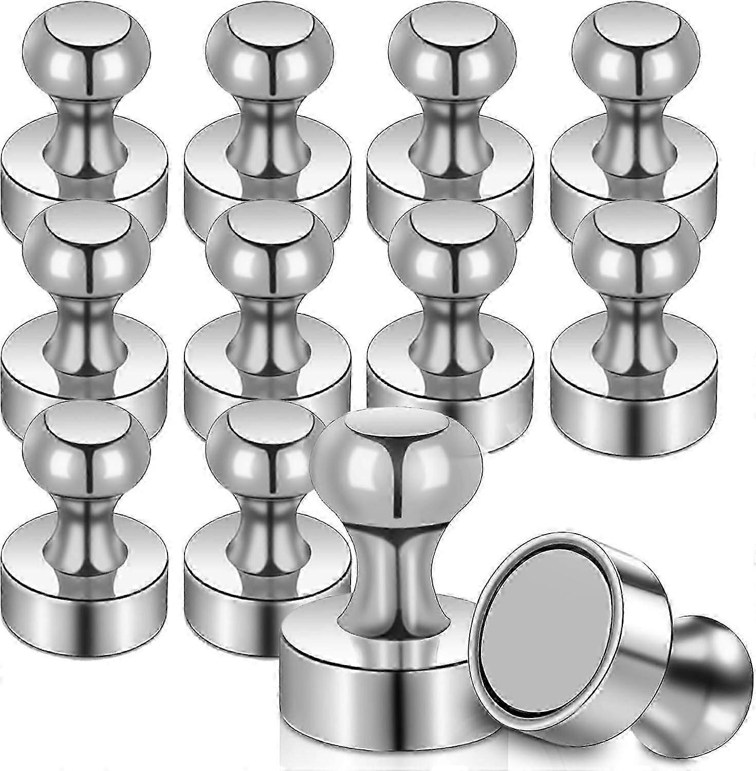12 عبوة مغناطيس ثلاجة مغناطيس نيوديميوم مسامير مغناطيسية ، مغناطيس صغير 12 × 16 مم مغناطيس ثلاجة قوي دائري (فضي)
