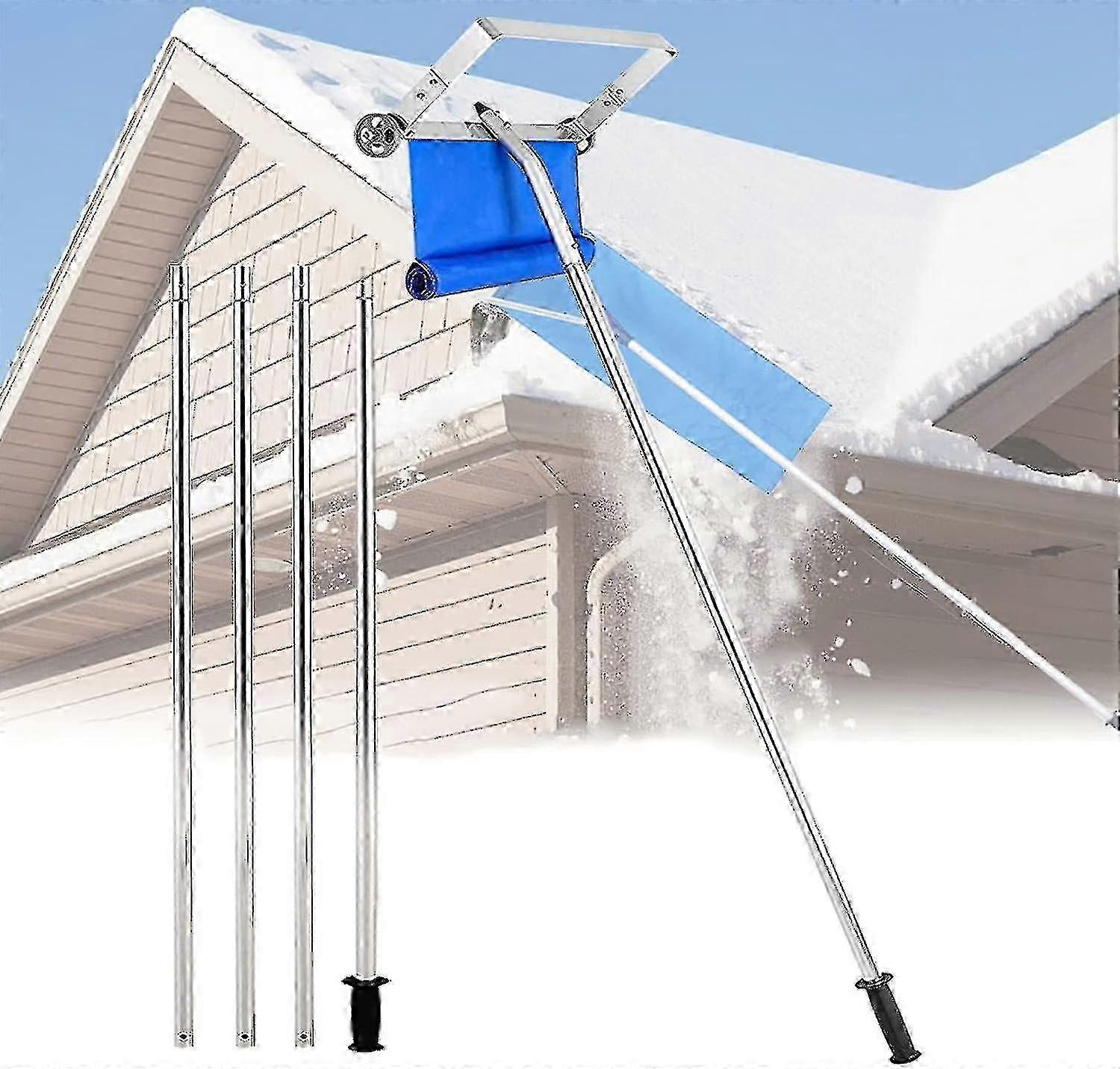 Snow Roof Rake 21ft, Aluminium Snow Shovel Roof Rake With Wheels And Adjustable Extended Handle, Roo