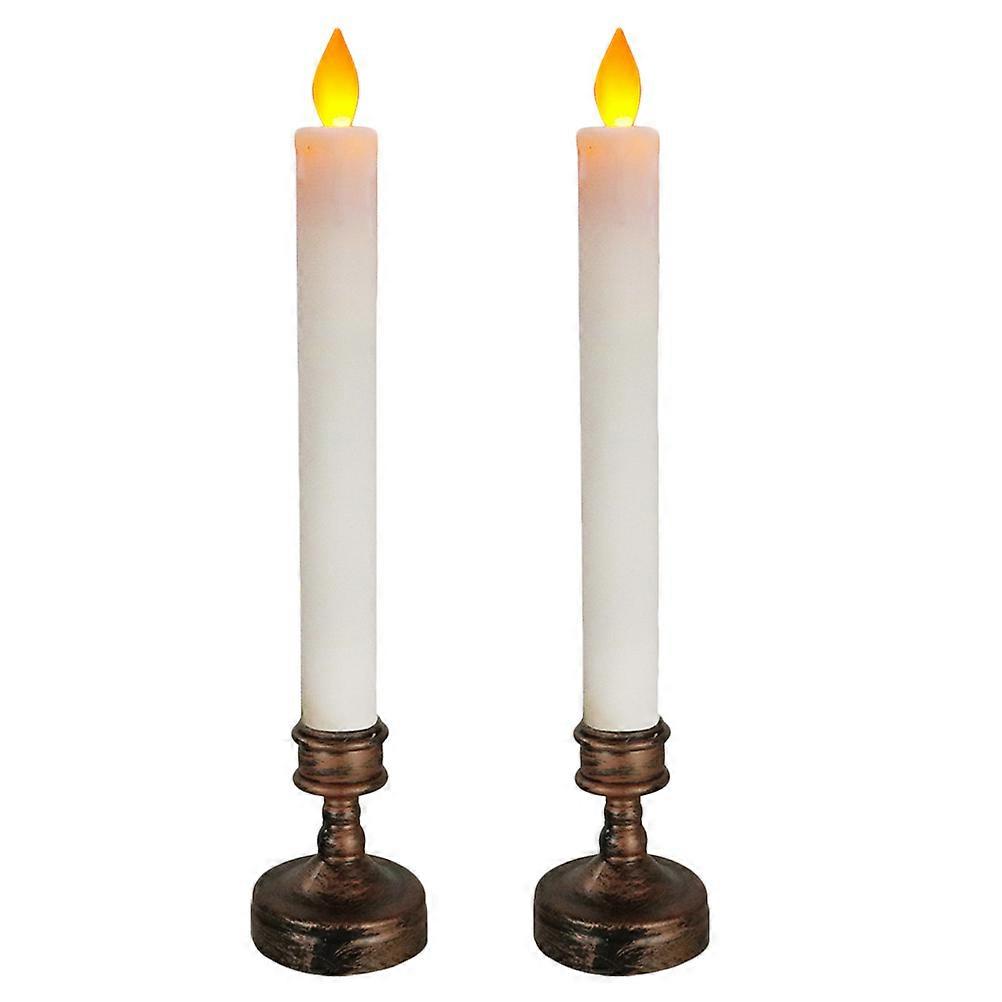 Flameless Decorative Taper Candles Offering Warm Glow