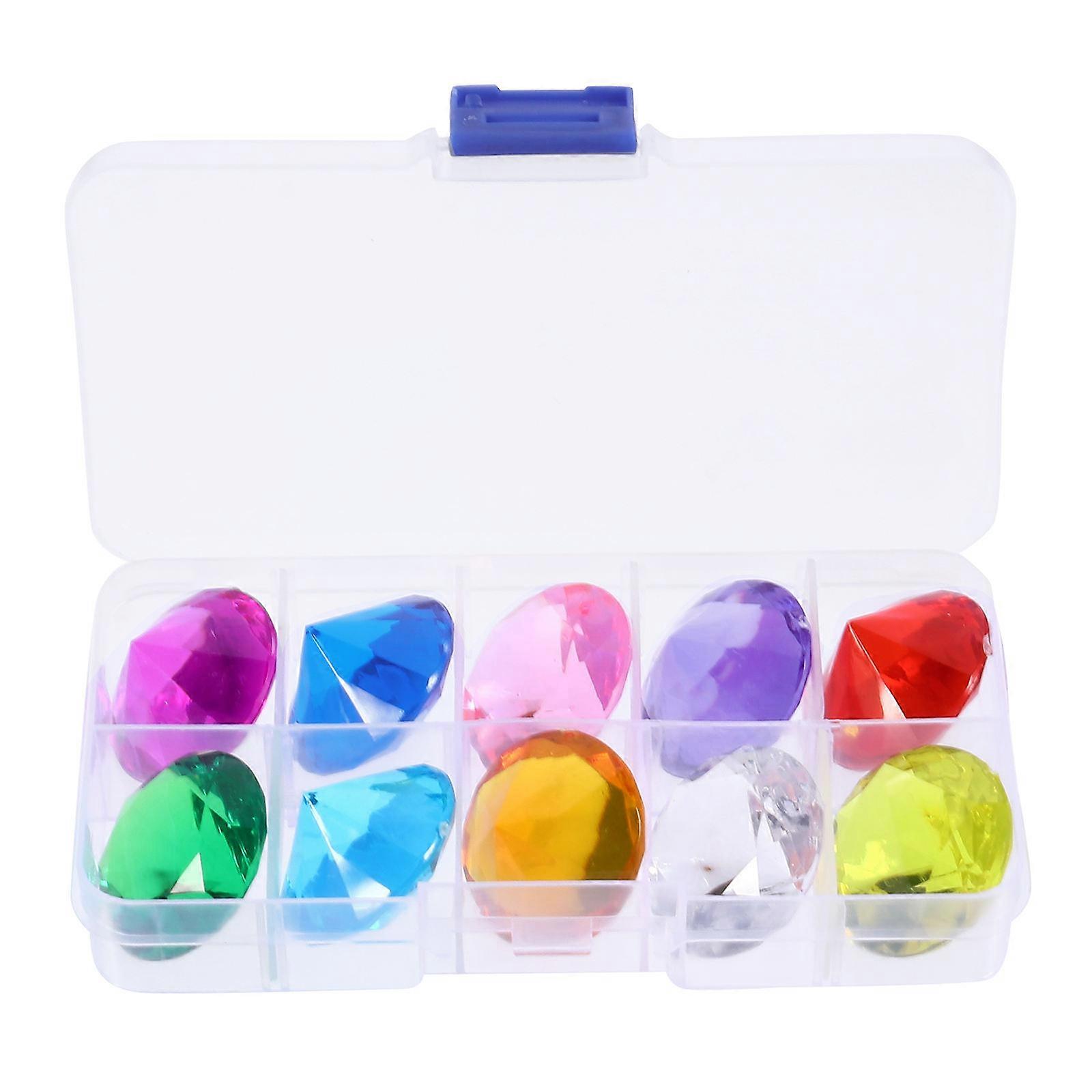 10pcs Acrylic Gems for DIY Crafts, Storage Box Included – Ideal for Parties, Sensory Play, and Creative Projects