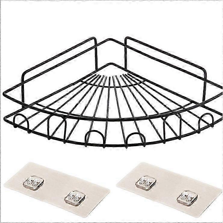 Edelstahl selbstklebende Eckablage für Badezimmerdusche - kein Bohren, 2er Set (schwarz)