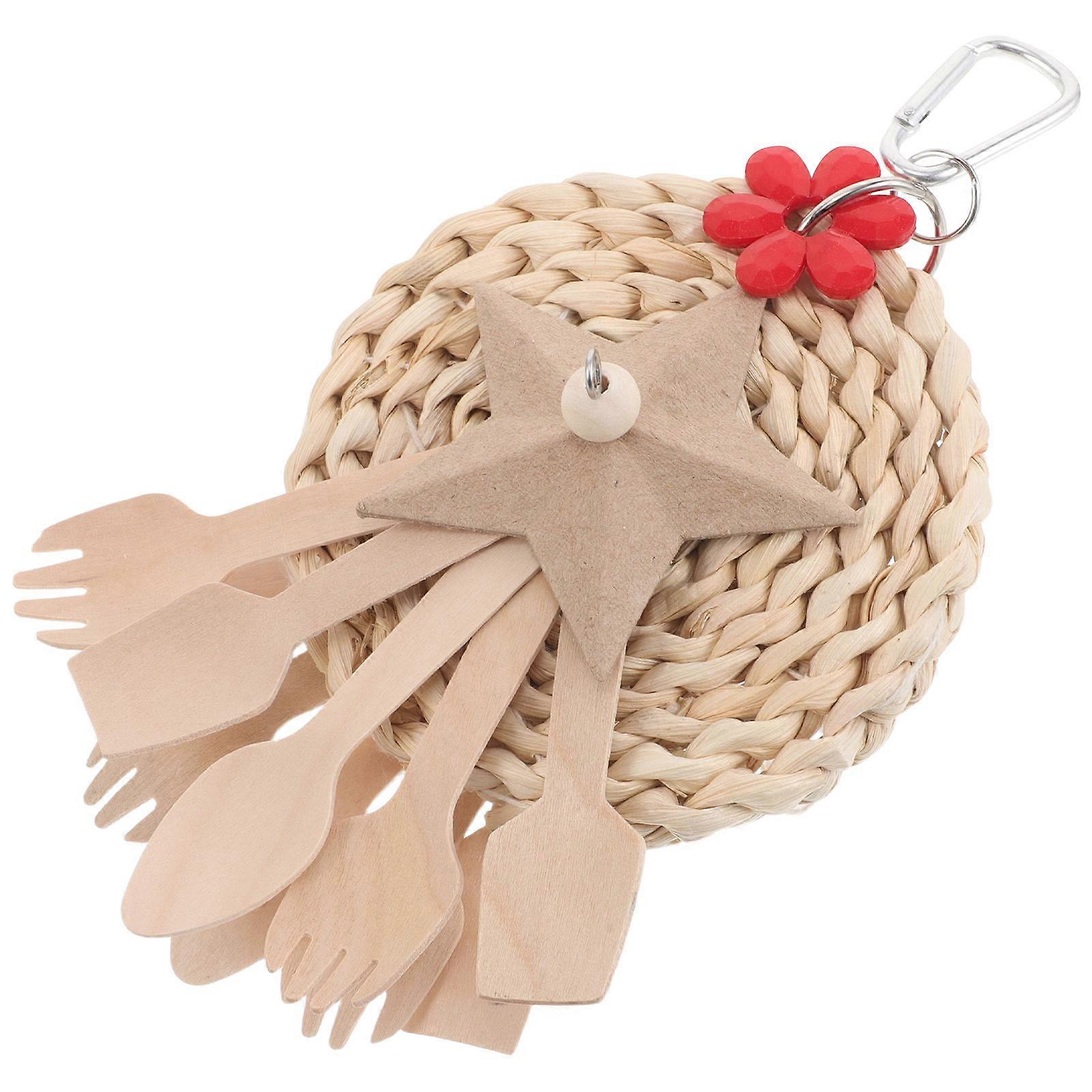 Durable Chew Spoon Fork Bird Swing for Parakeet, Cockatiel, Conure – Promotes Beak Health, Indoor/Outdoor Use