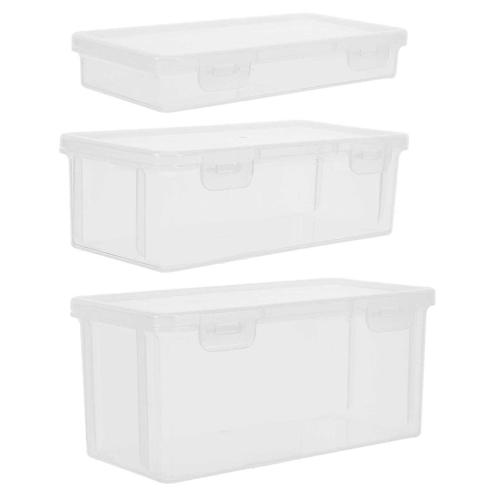 Clear Plastic Storage Box for Storage with Snap-Lid 3Pcs Set for Office Use
