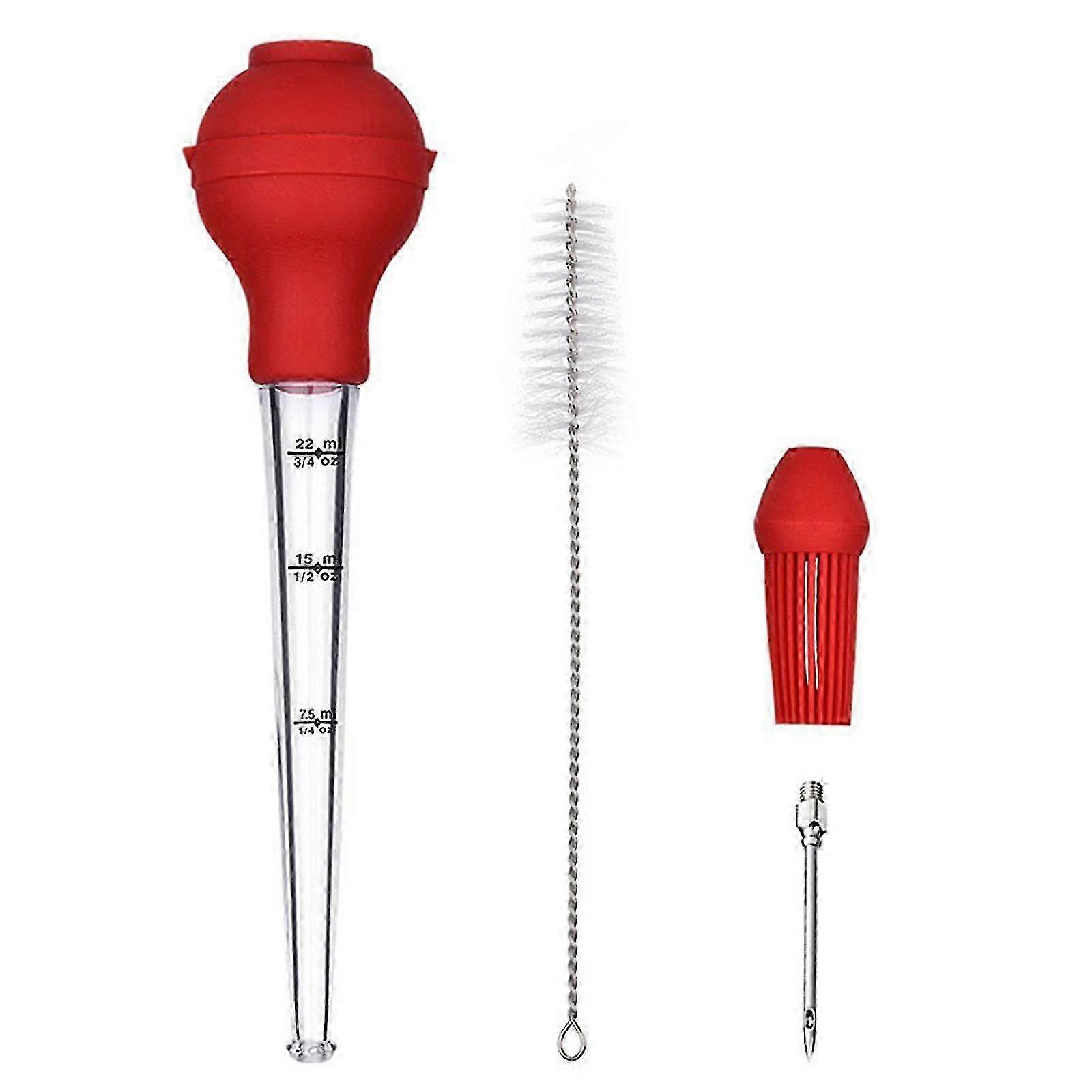 4Pcs Turkey Pipette Dropper for Precise BBQ Sauce and Oil Application with Cleaning Brush