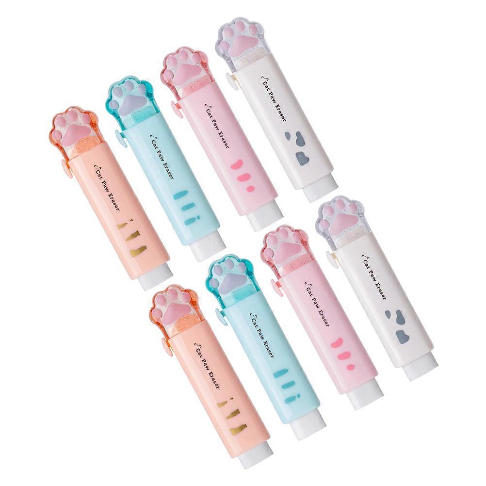 Aesthetic Cat Paw Eraser Retractable Erasers for Students 8Pcs Set