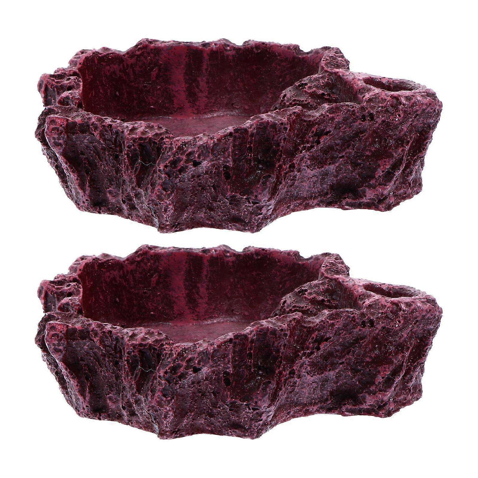 2Pcs Pet Lizard Gecko Feeding Dish Reptile Water and Food Dish Decorative Bowl