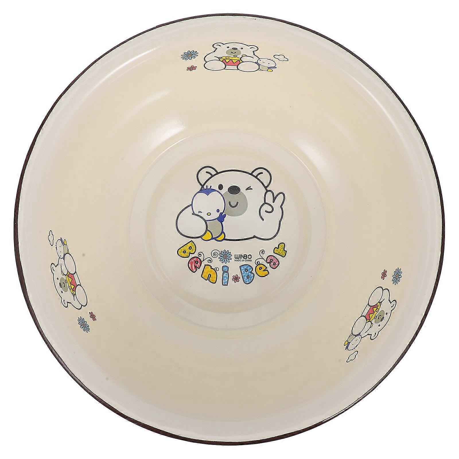 Retro Enamel Basin Thickened Vintage Mixing Bowl for Kitchen, Food Storage, and Face Washing, Smooth Surface with Widened Edge, Random Pattern