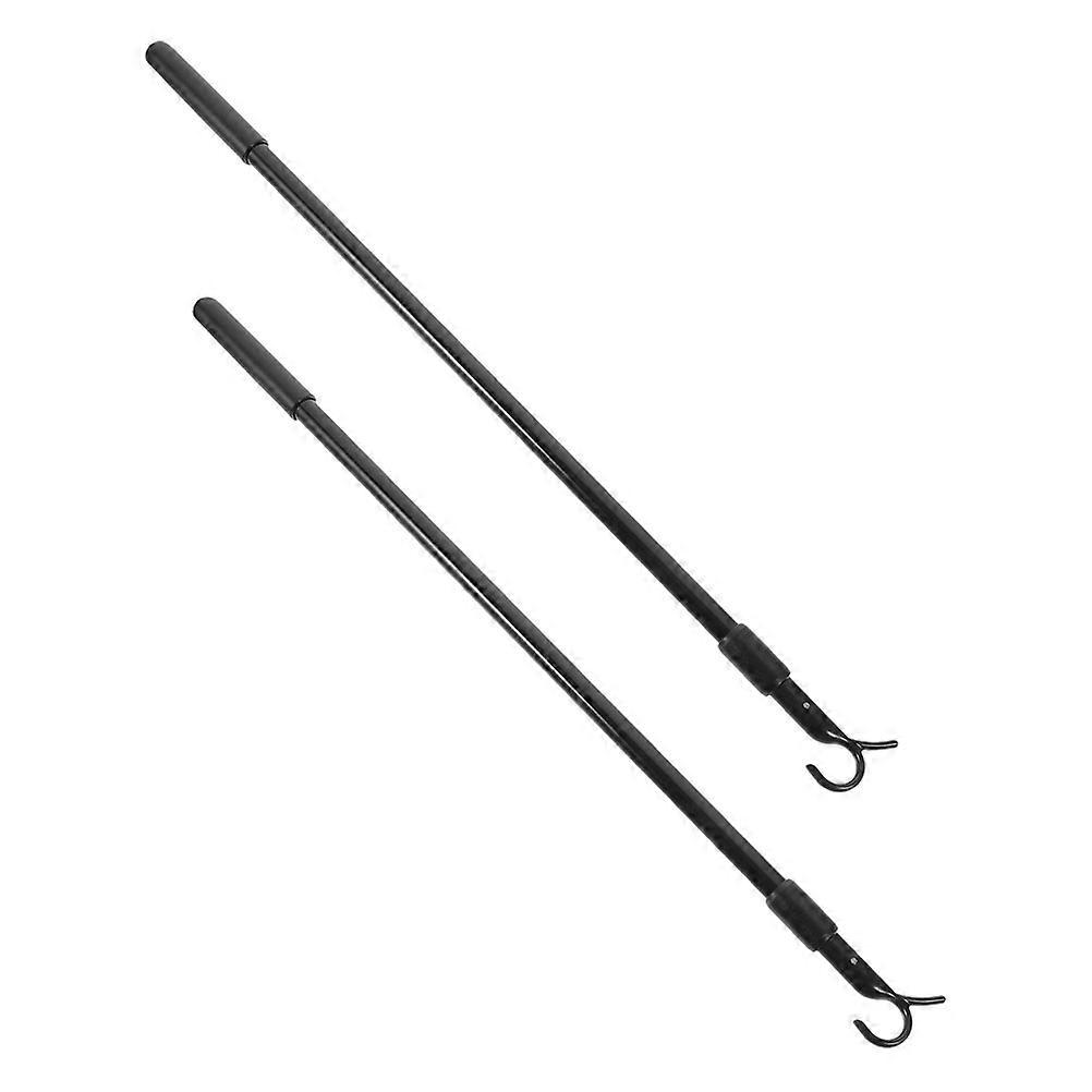2Pcs Black Curtain Pull Rod with Adjustable Function