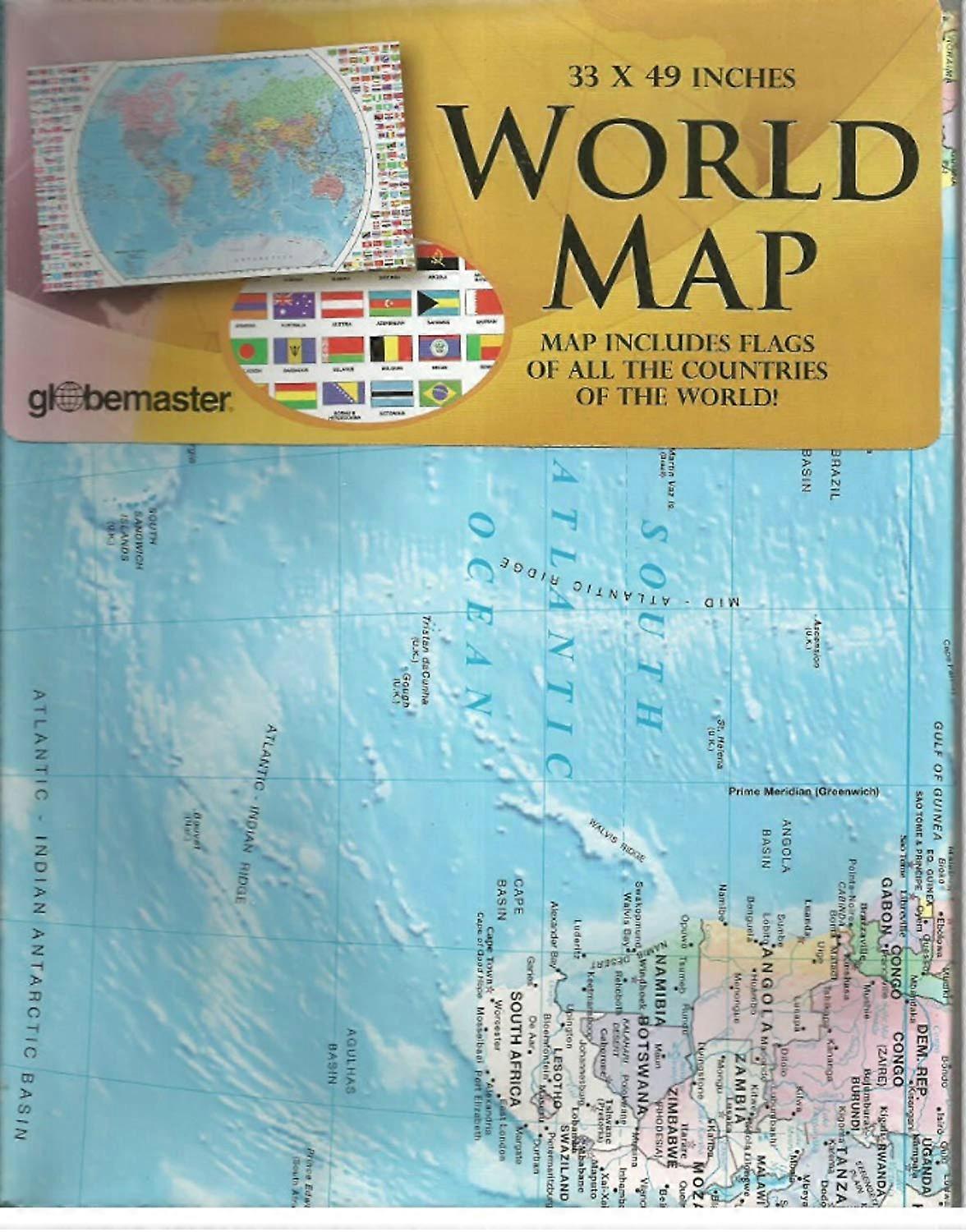 Replogle World Wall Map Laminated, Blue 33 X 49 Inches