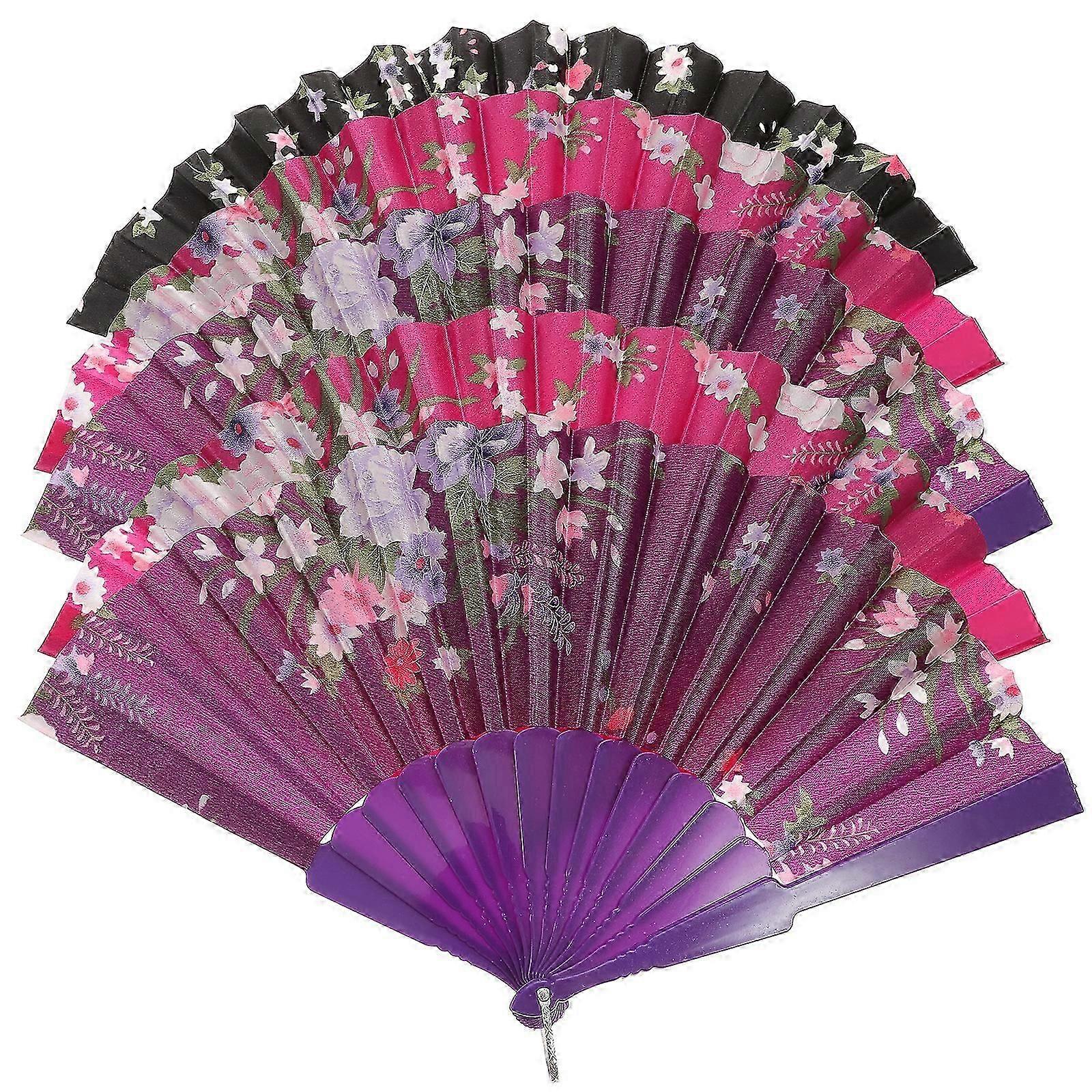 5pcs Peacocks Pritnted Fan Dancing Fan Classical Craft Folding Fan Foldable Fan