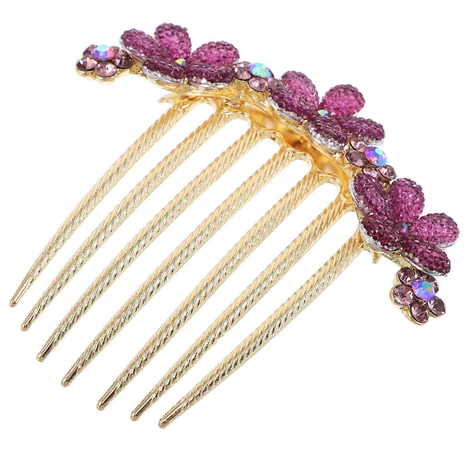 Elegant Bridal Hair Comb with Sparkling Purple Rhinestones – Smooth Teeth Design for Gentle Styling, Perfect for Weddings, Parties, and Special