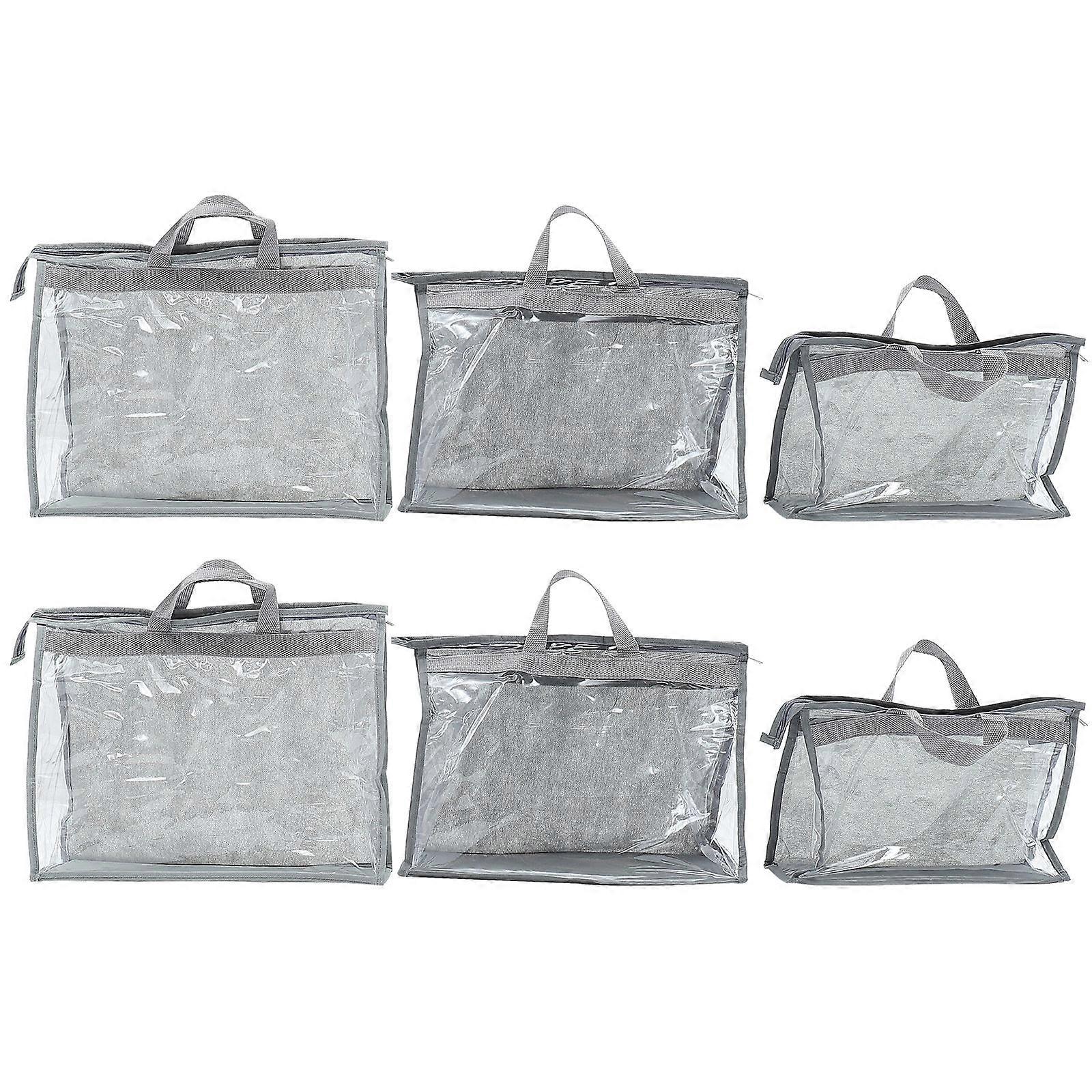 Clear PVC Storage Bags Set of 6 for Handbags – Durable, Transparent Organizers for Home, Office, and Wardrobe Use – Easy Visibility and Protection