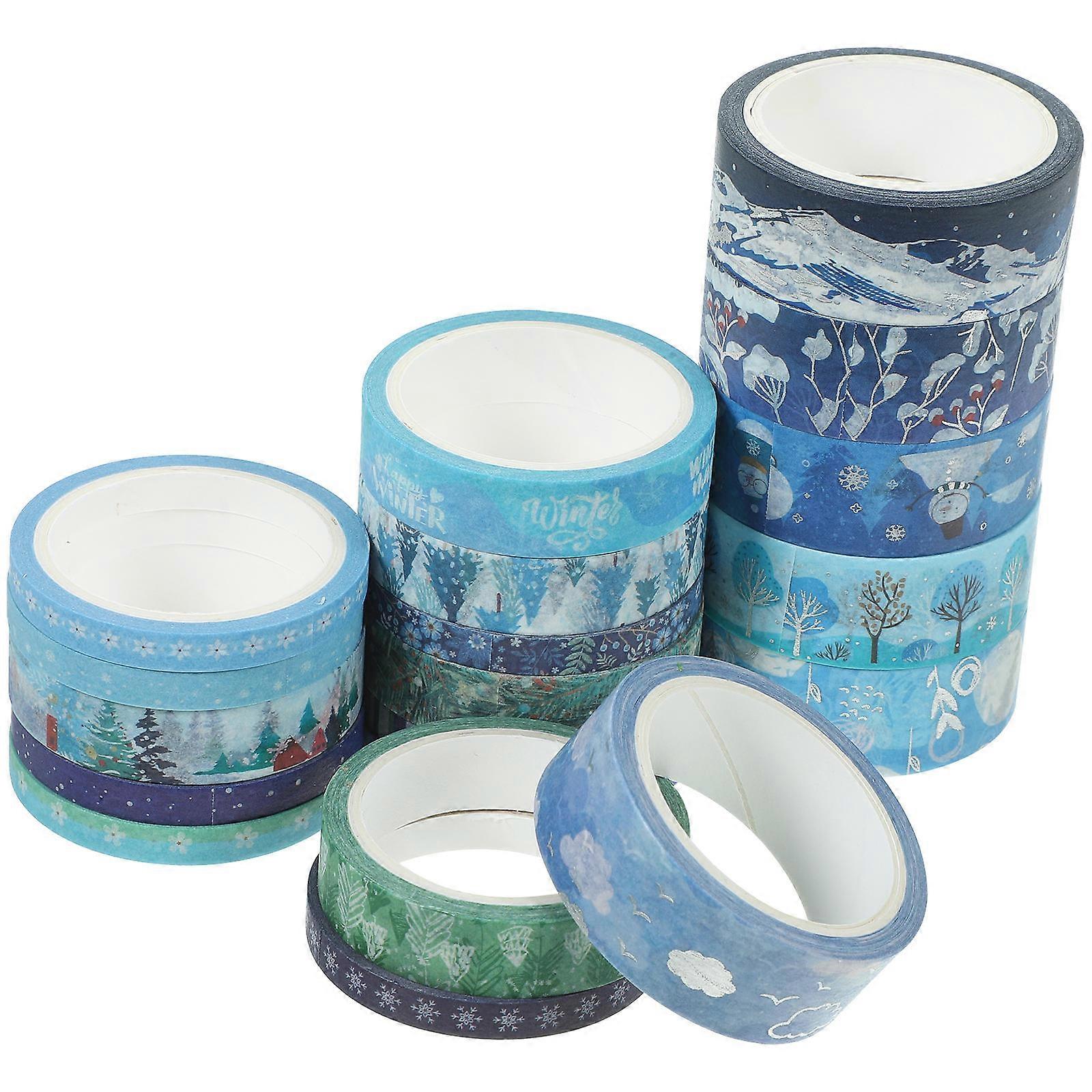Seasonal Washi Tape Christmas Decorative Scrapbook Tapes For Diy Projects Blue Color 19 Rolls