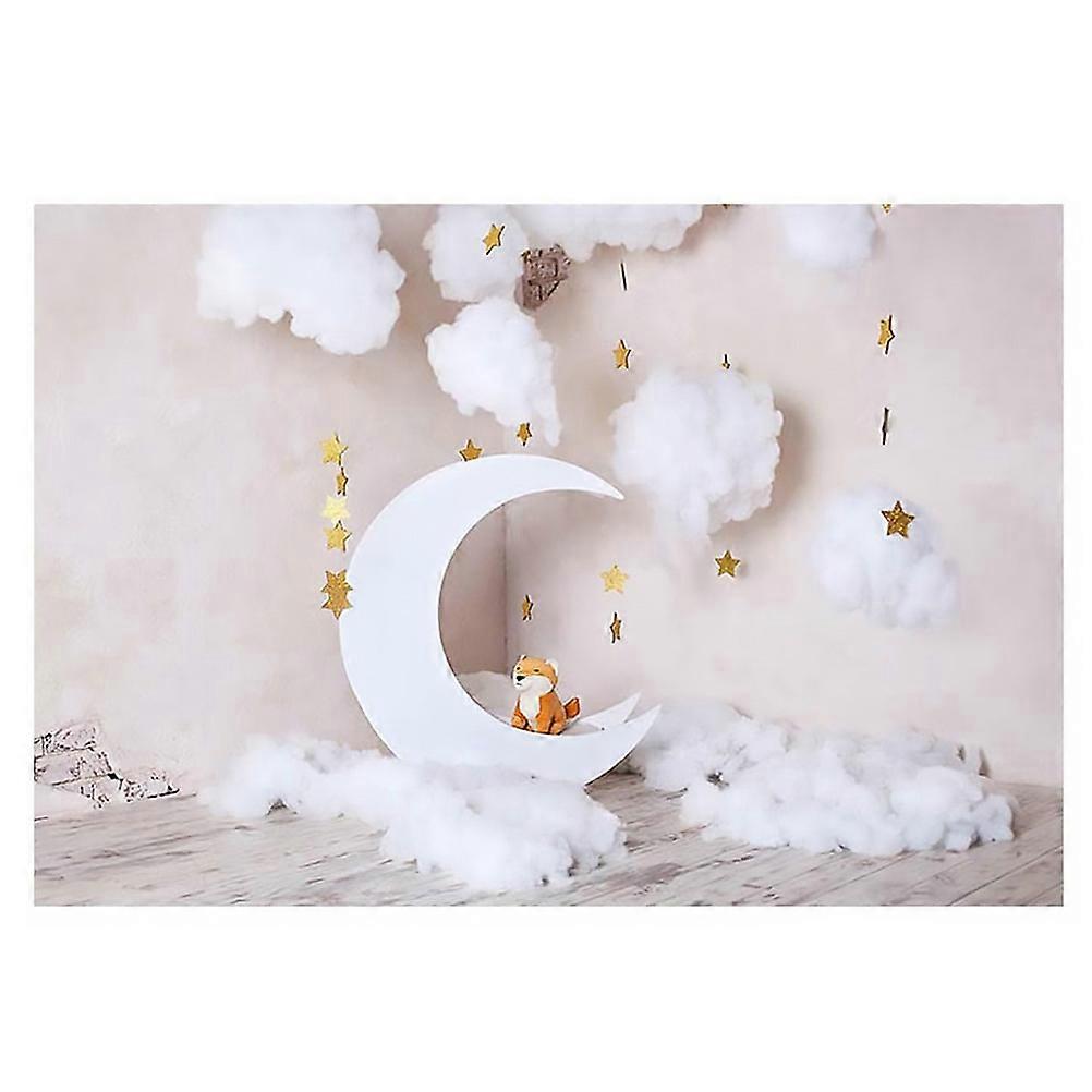 Photography Backdrop Stars Moon and Star Pattern Photography Backdrop Banner for Newborn Baby Beige 210x150cm Vinyl 1Pack