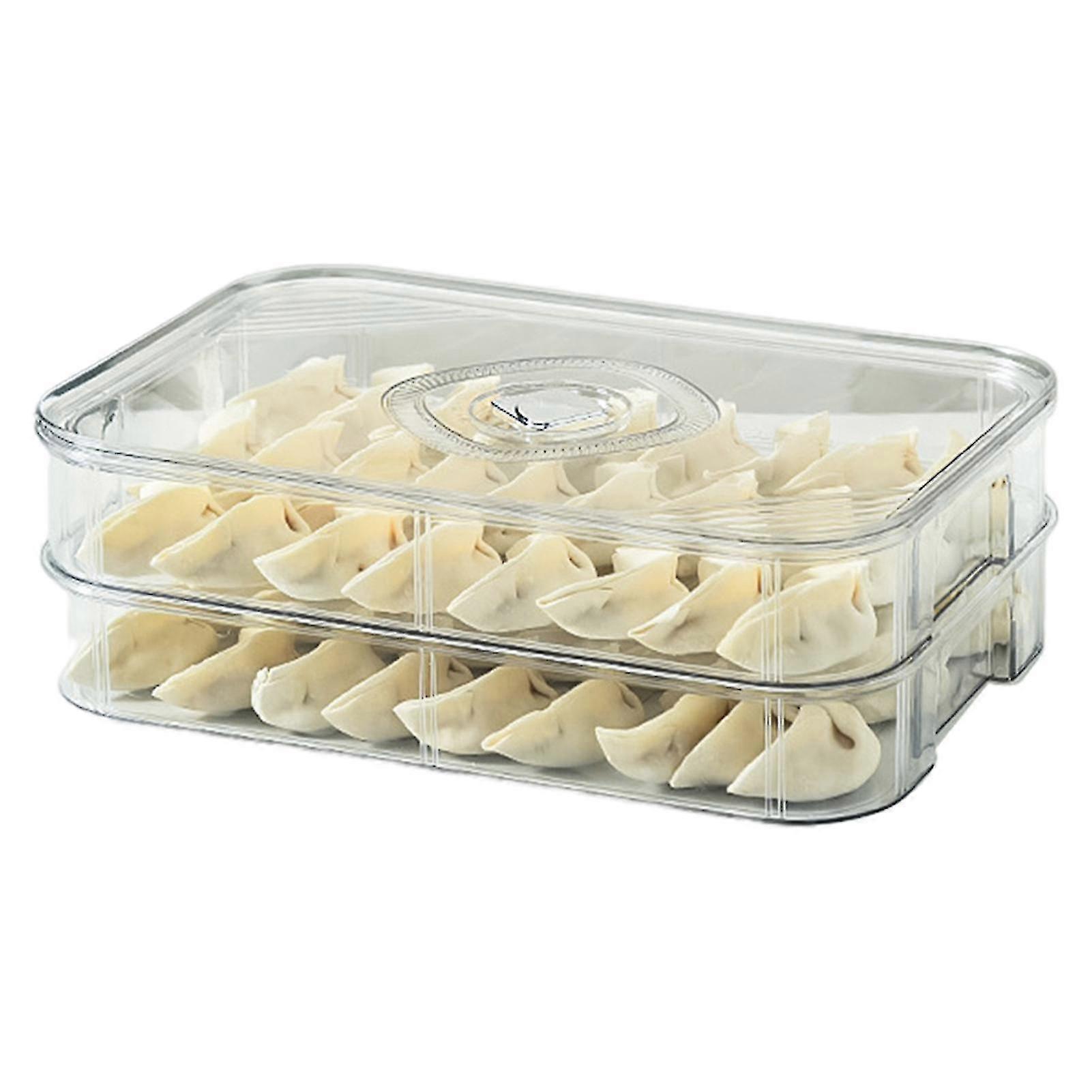 2/4 Layer Dumpling Storage Container, Multi-Layer Fridge Food Box, Kitchen Organizer, Clear Plastic Container, 2-Tier Design