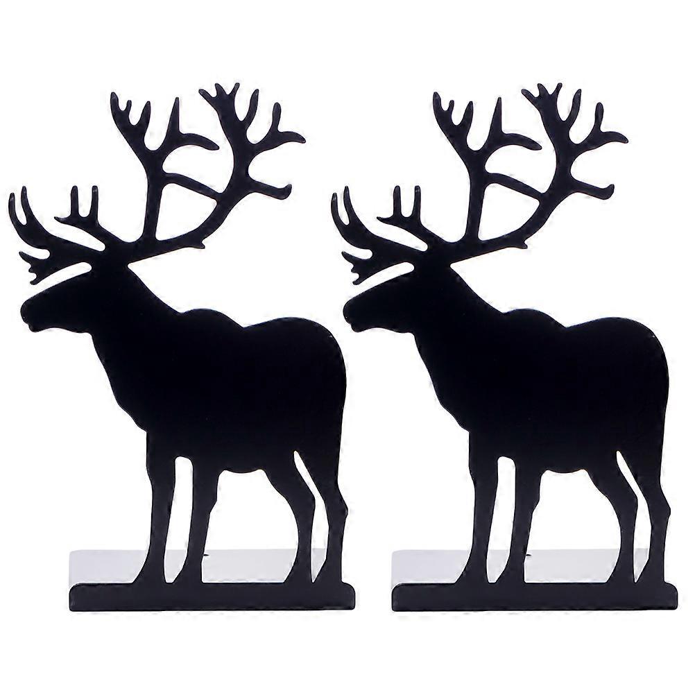 Decorative Bookends Retro Design Metal Book Stand for Office Use Black 20x14x14cm Prevent Tumbling 1 Pair