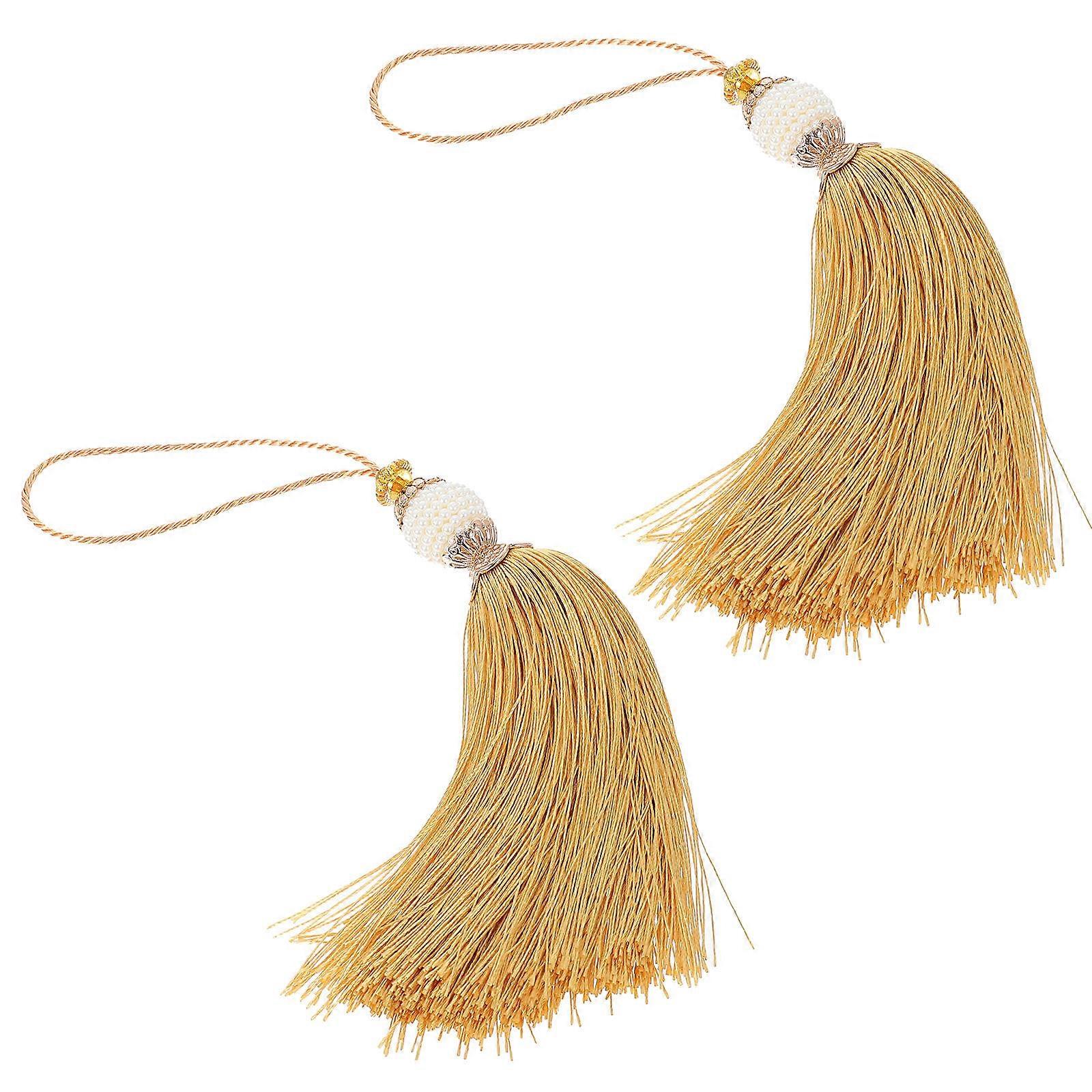 2pcs Vertical Polyester Tassels for Curtains, Bags, Keychains & Accessories – Fade Resistant Decorative Craft Material for DIY Home, Car Ornaments