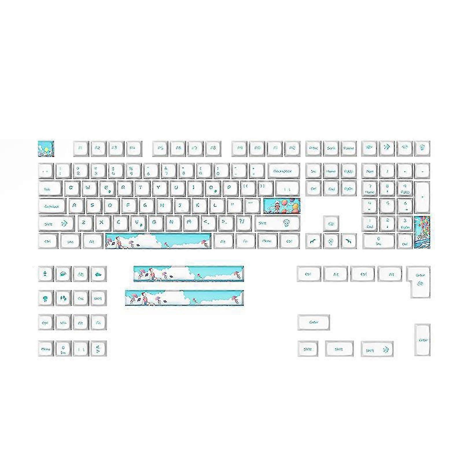 PBT Keycaps Compatible With 130 Keys Mechanical Keyboard Dye Sub for Electronic Games