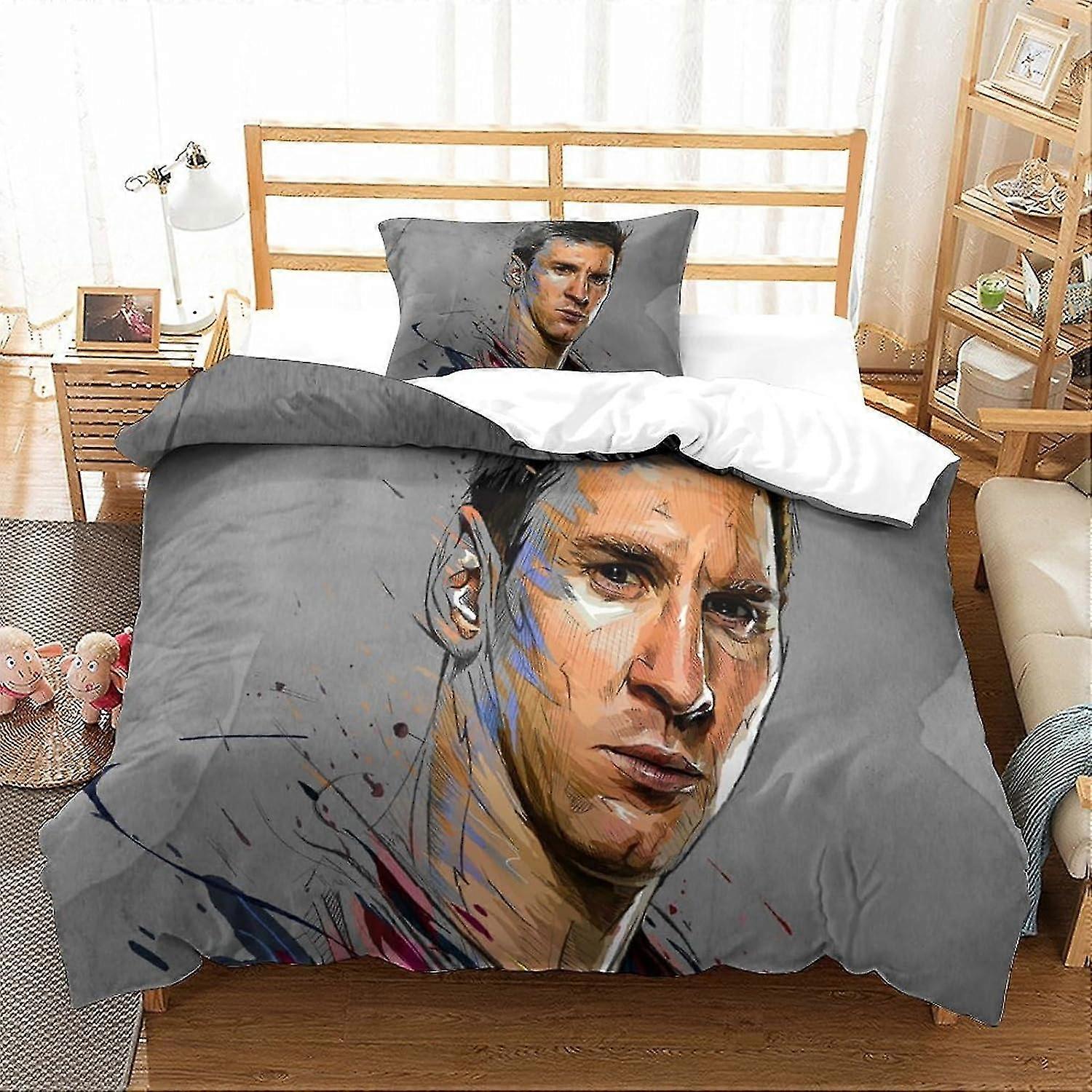 Duvet Quilt Cover Bedding Set Suitable for Football Fans, Modern Bedding Set for Kids and Teens 2-Piece Soft Microfiber