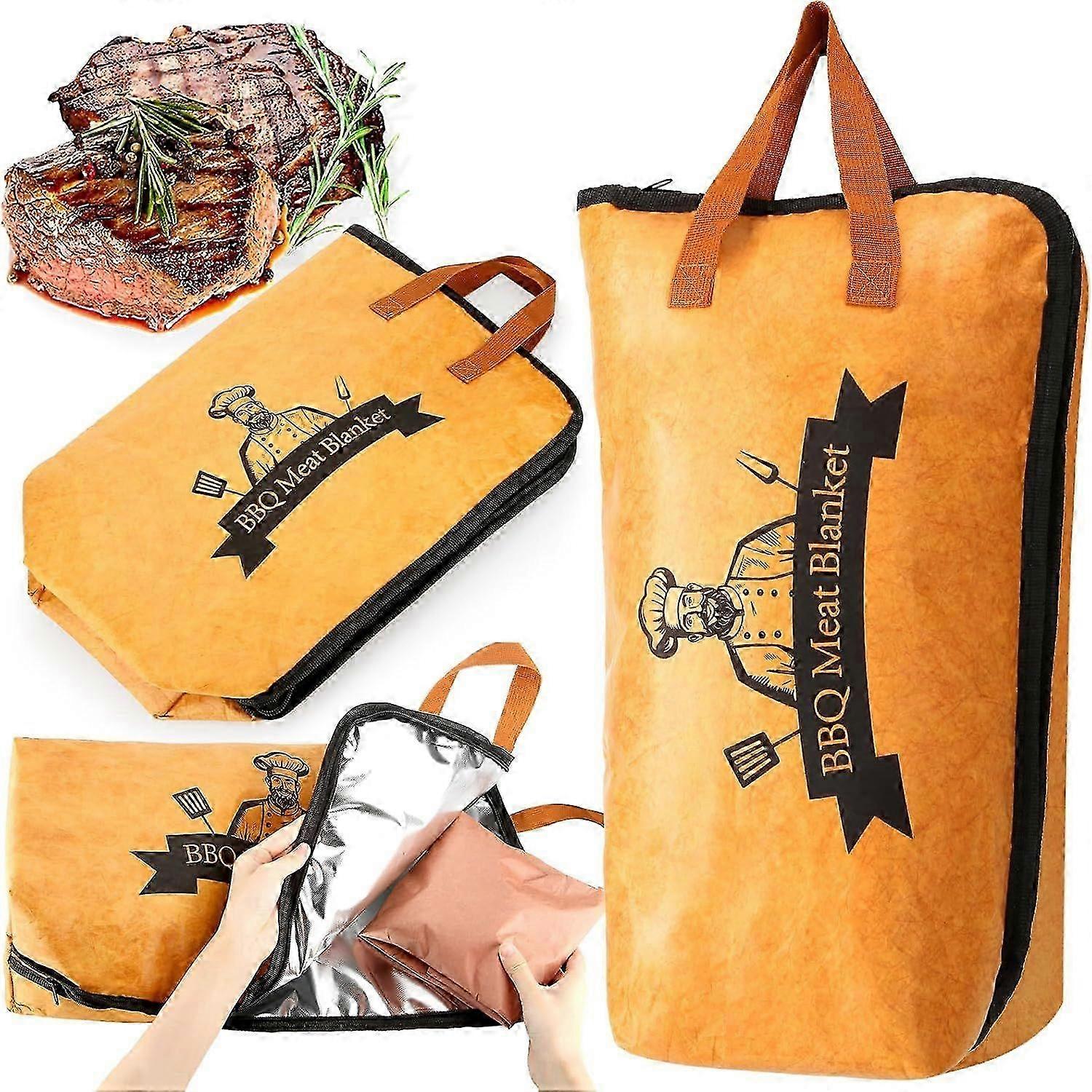 BBQ Blanket for Resting Meat, Smoker Meat Resting Blanket, Reusable Smoker Grilling Meat Insulated Resting Bag with Wide Mouth for Large Brisket/Pork