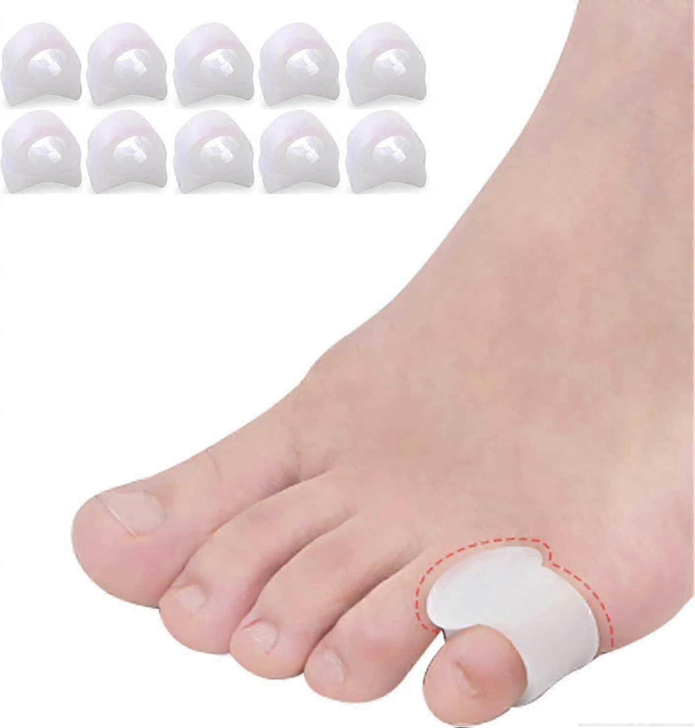 2025 10pcs Pinky Toe Separator, Gel Toe Spacers Straightener, Hammer Toe Corrector, Silicone Little Toe Spacers for Overlapping Toe
