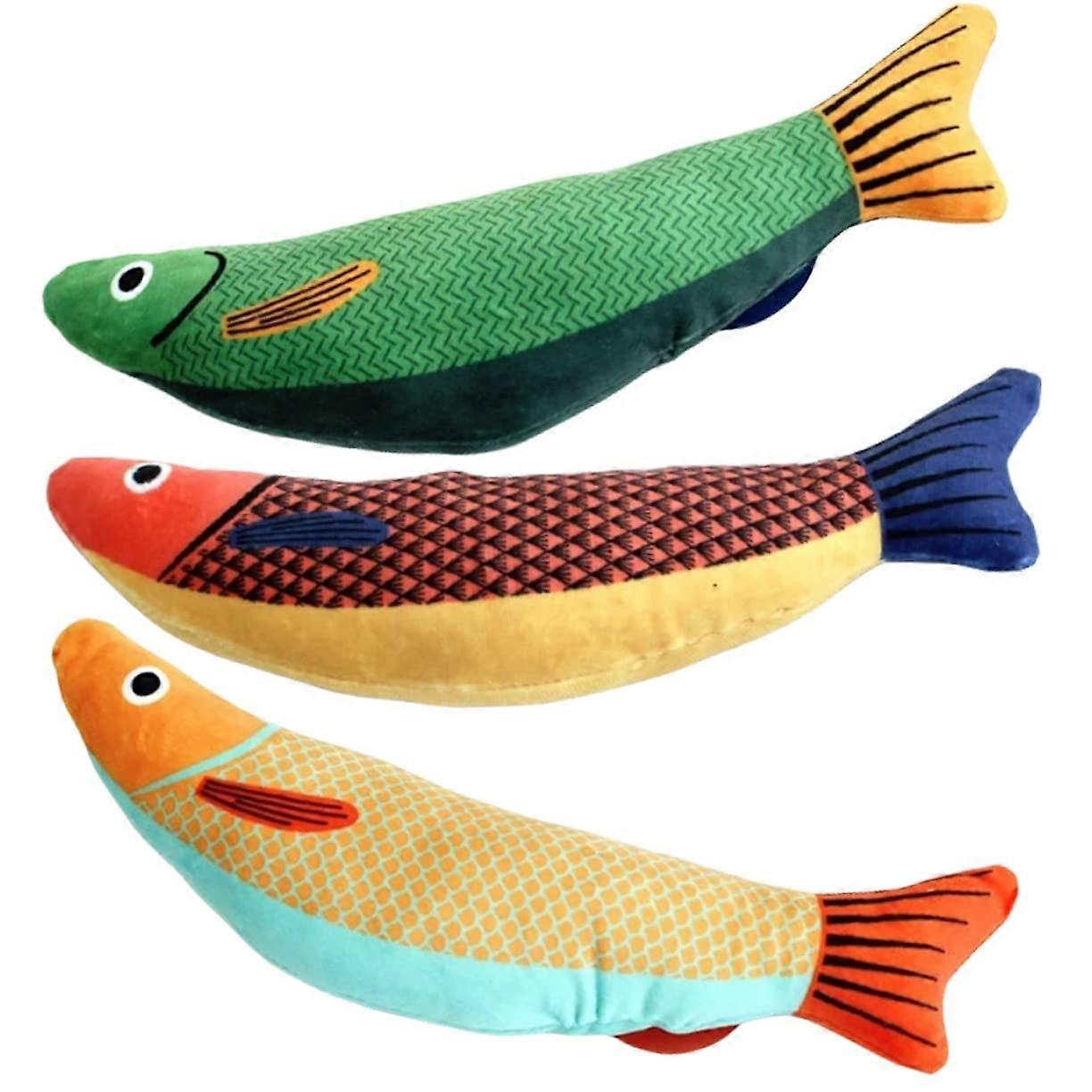 Cat Toys Set of 3 Plush Fish with Catnip - Interactive Chew Toys for Cats and Kittens - Fun Dental Care Toys