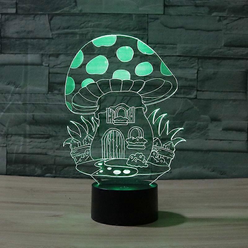 Black Base Creative 3D LED Decorative Night Light,16 Color Remote Control Mushroom 2