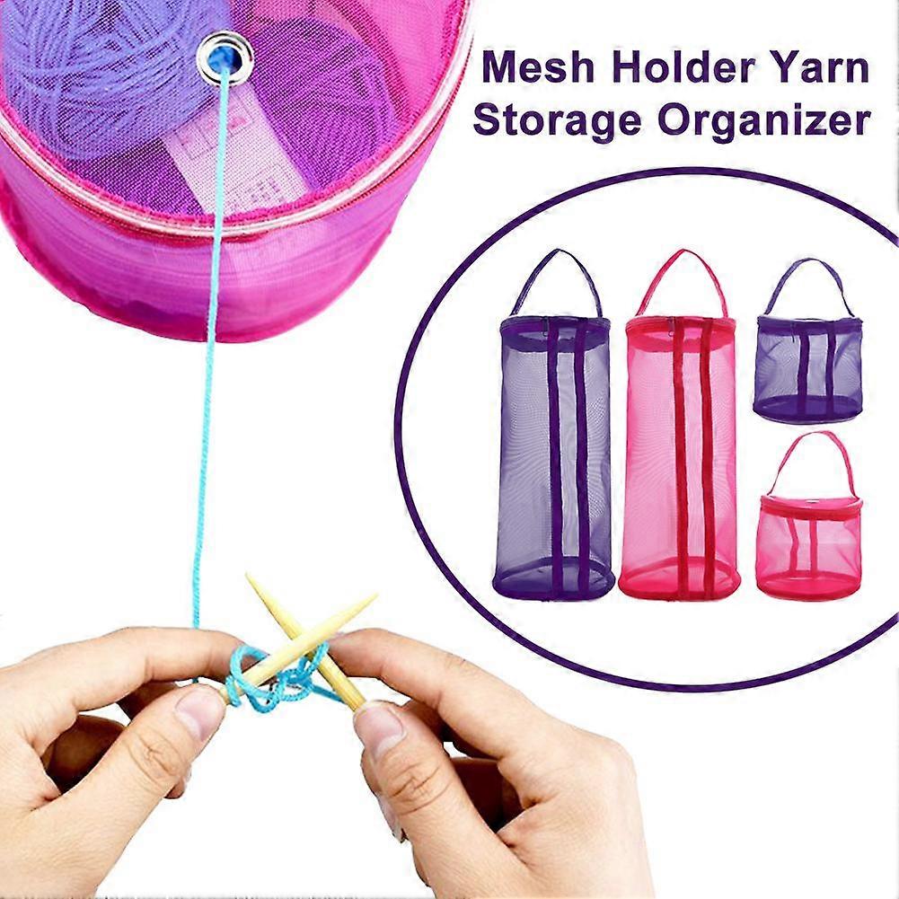 Purple Large (A)$ Yarn Storage Bag DIY Hand Knitting Tools Crochet Thread Storage Bag Mesh Bra Storage Bag